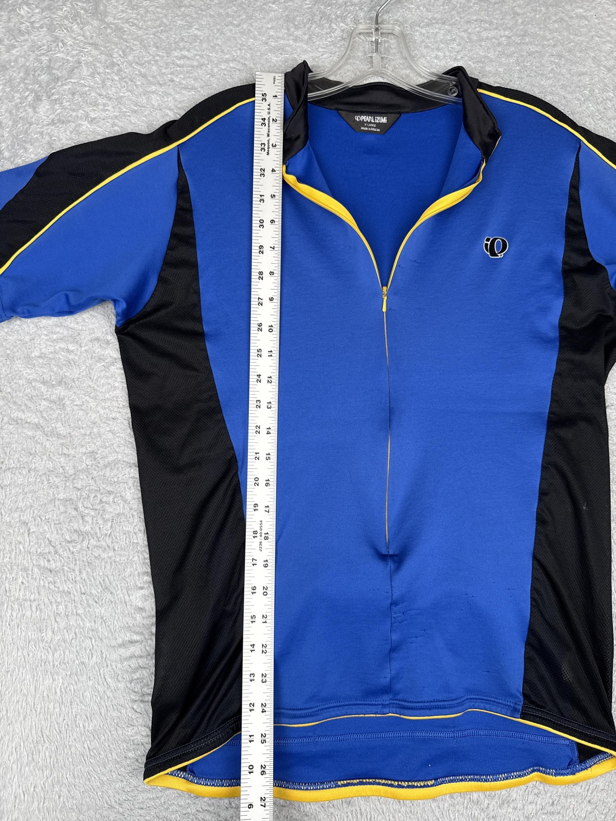 Pearl Izumi Cycling Jersey Mens XL Blue Black Half Zip Short Sleeve Pockets