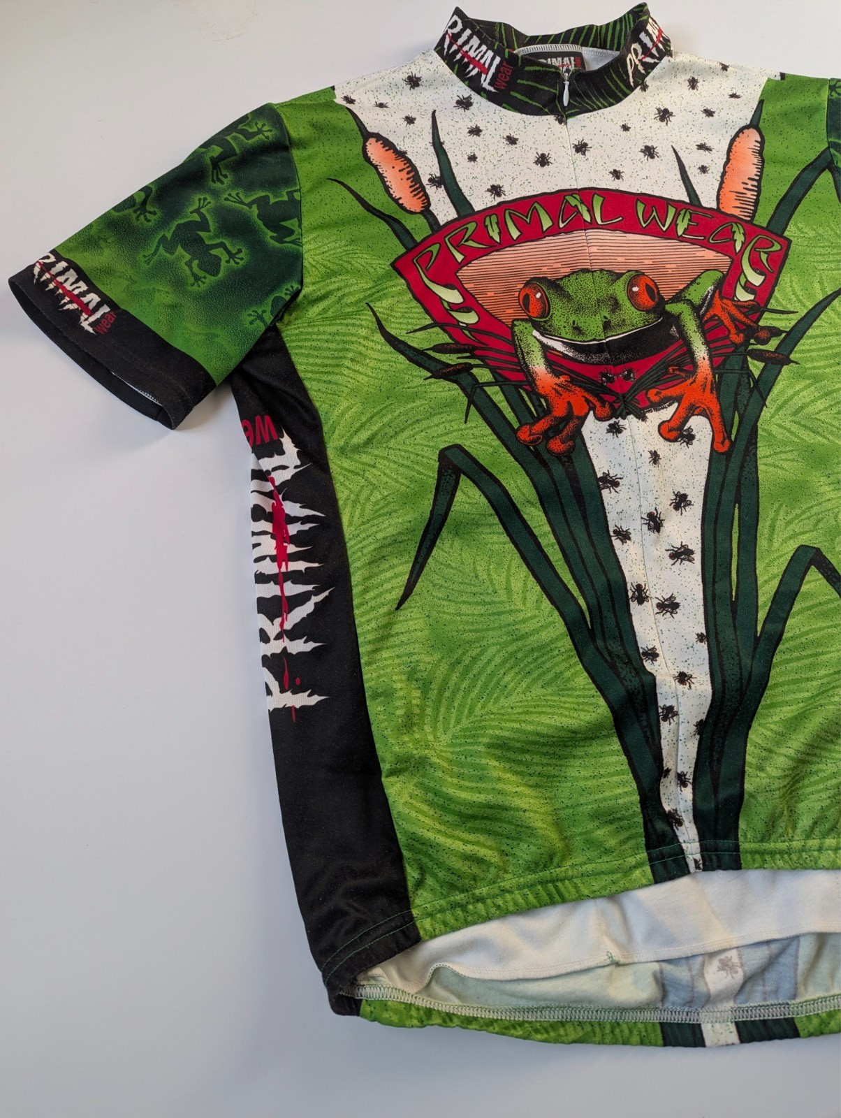 Vintage 90s Primal Wear TREE FROG MTB Road Cycling Jersey Size XL, Shirt Trikot