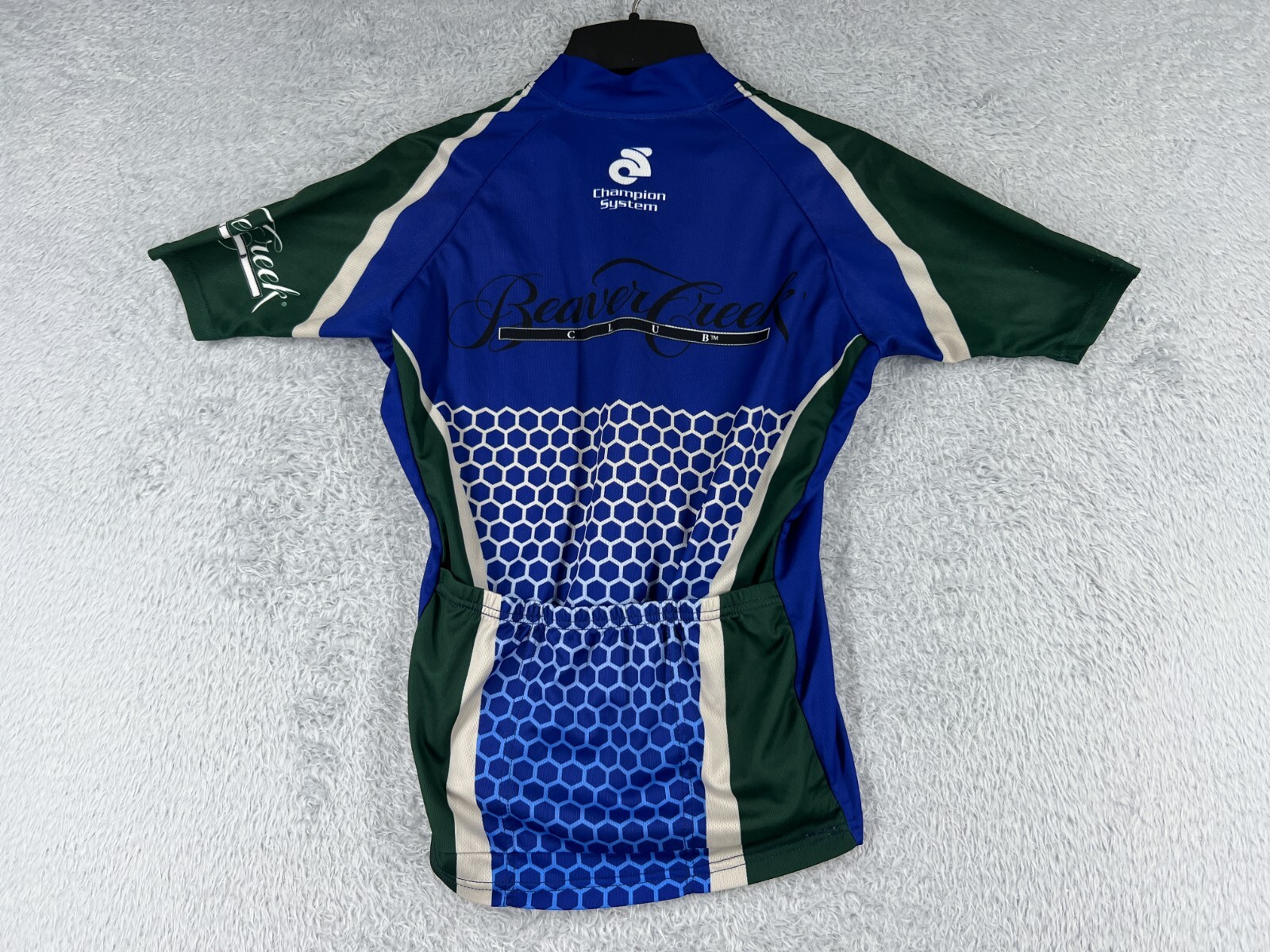 Champsys Cycling Jersey Womens Medium Blue Green 1/2 Zip 100% Polyester Pockets