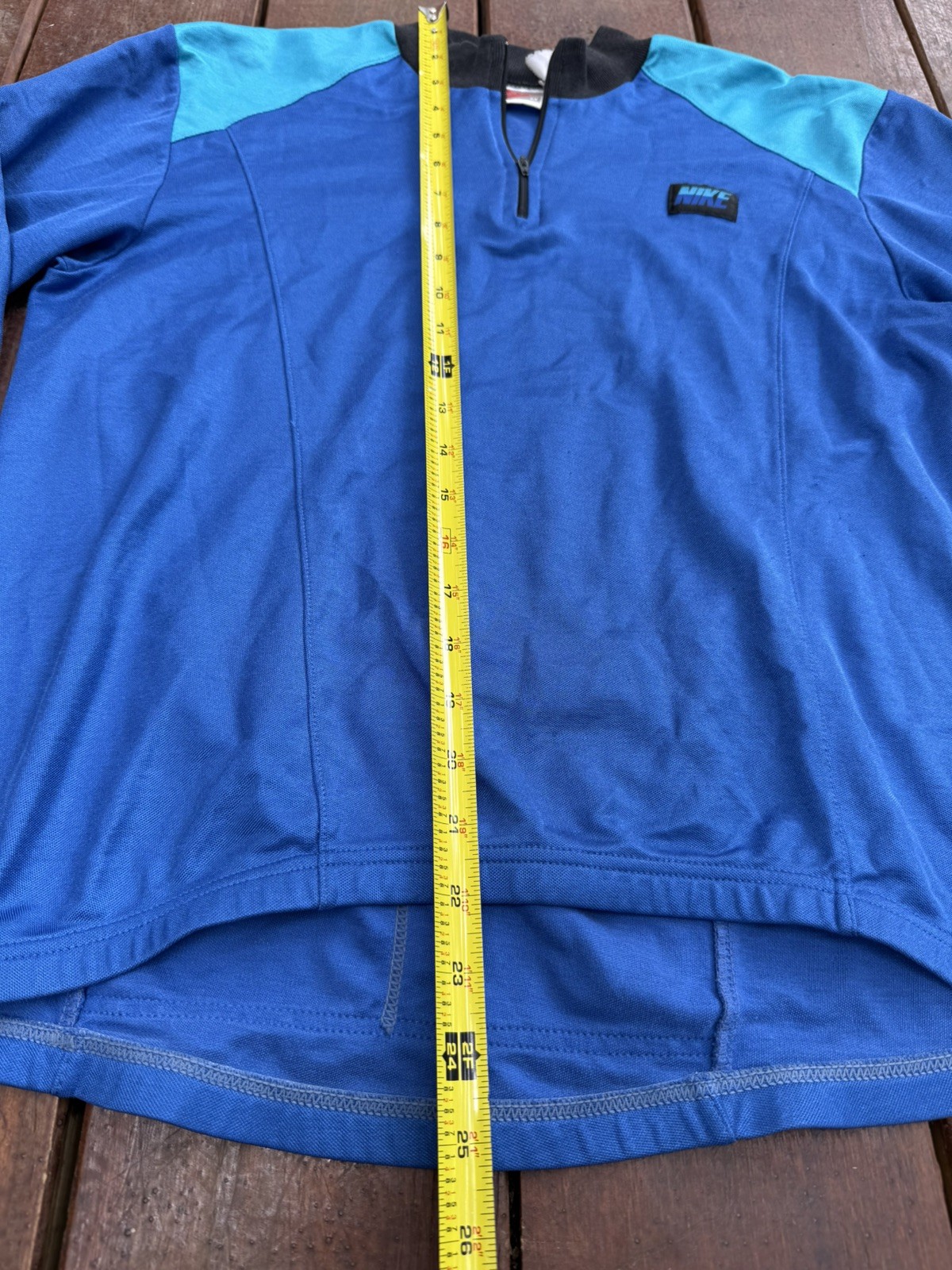 Vintage Nike Cycling Jersey Shirt Blue/ turquoise unisex MED Cotton 80s 90s.