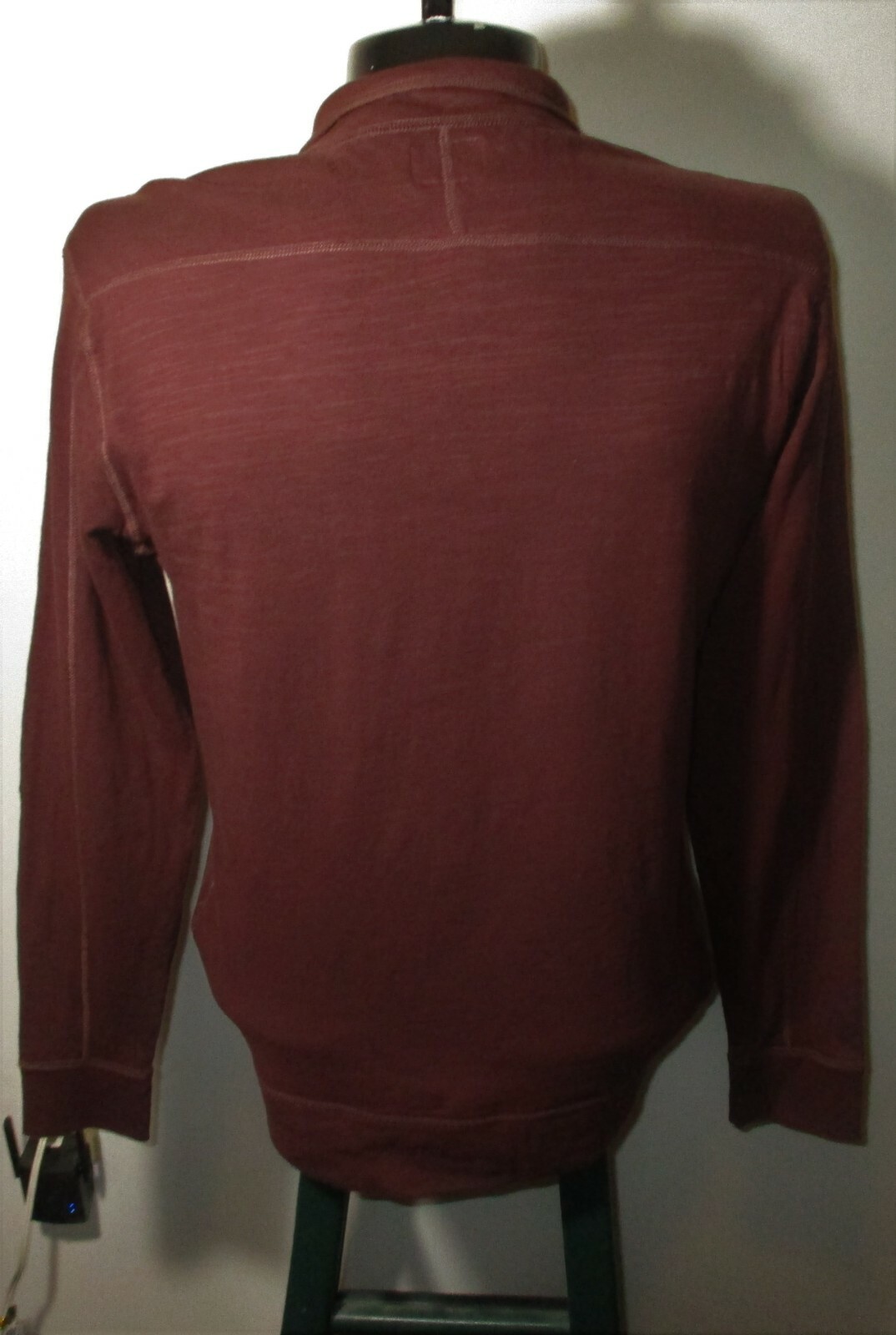 LUCKY BRAND Burgundy Long Sleeve Jersey Polo Shirt Men’s Size M NWT