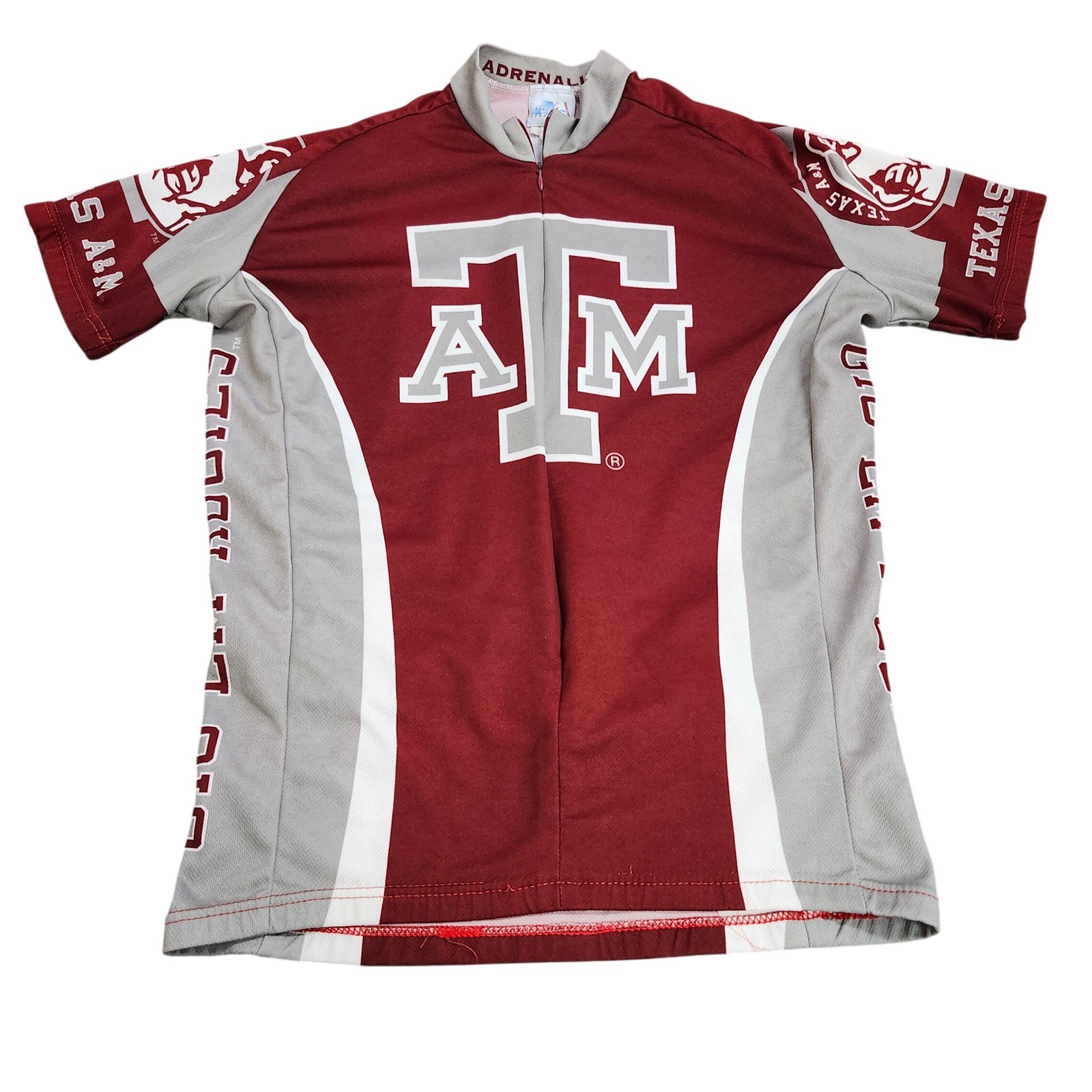 Adrenaline Promotions Texas A&M Aggies Cycling Jersey Mens XL Maroon Grey Zip