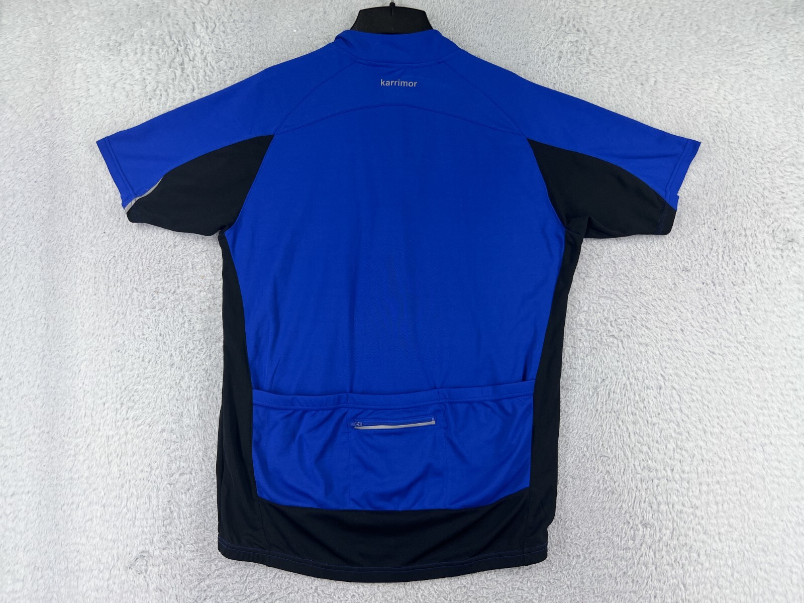 Karrimor Cycling Jersey Mens Large Blue Black Rear Pockets 100% Polyester