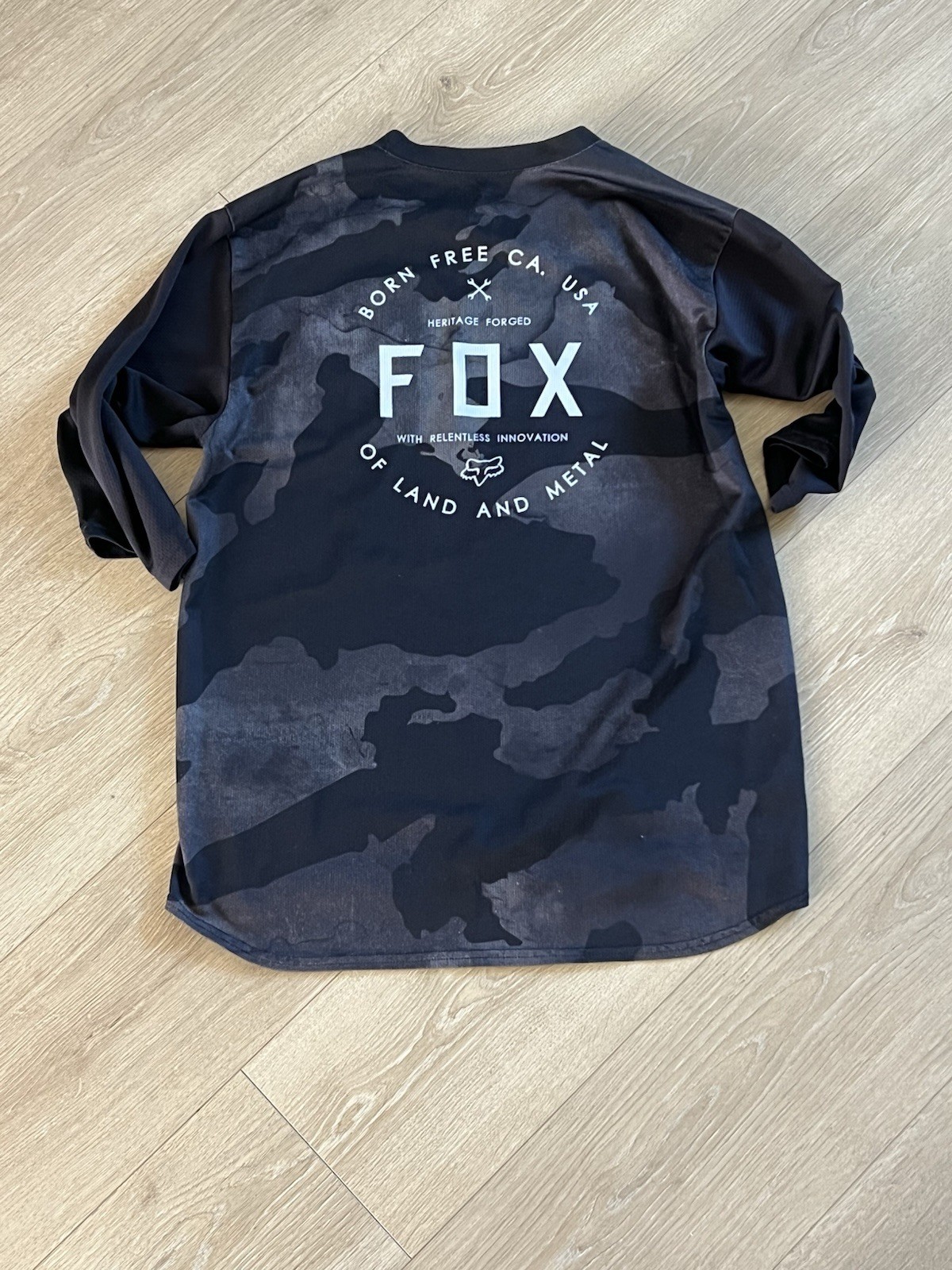 FOX MCMLXXIV Racing Motocross Bike 3/4 Sleeve Jersey Sz Medium Black/White