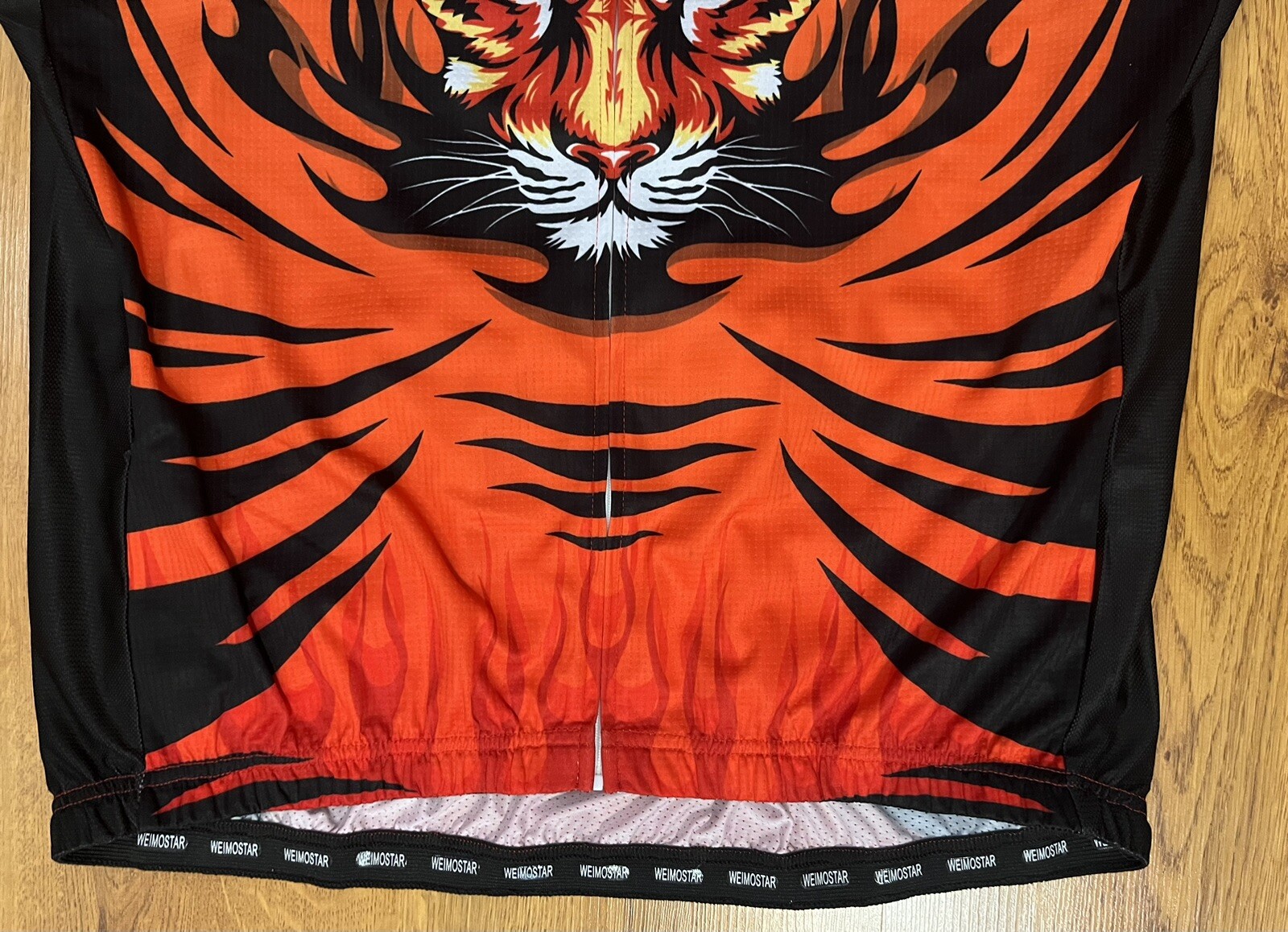 Weimostar Cycling Jersey Fire Tiger Full Zip Bike Shirt Orange Red XL