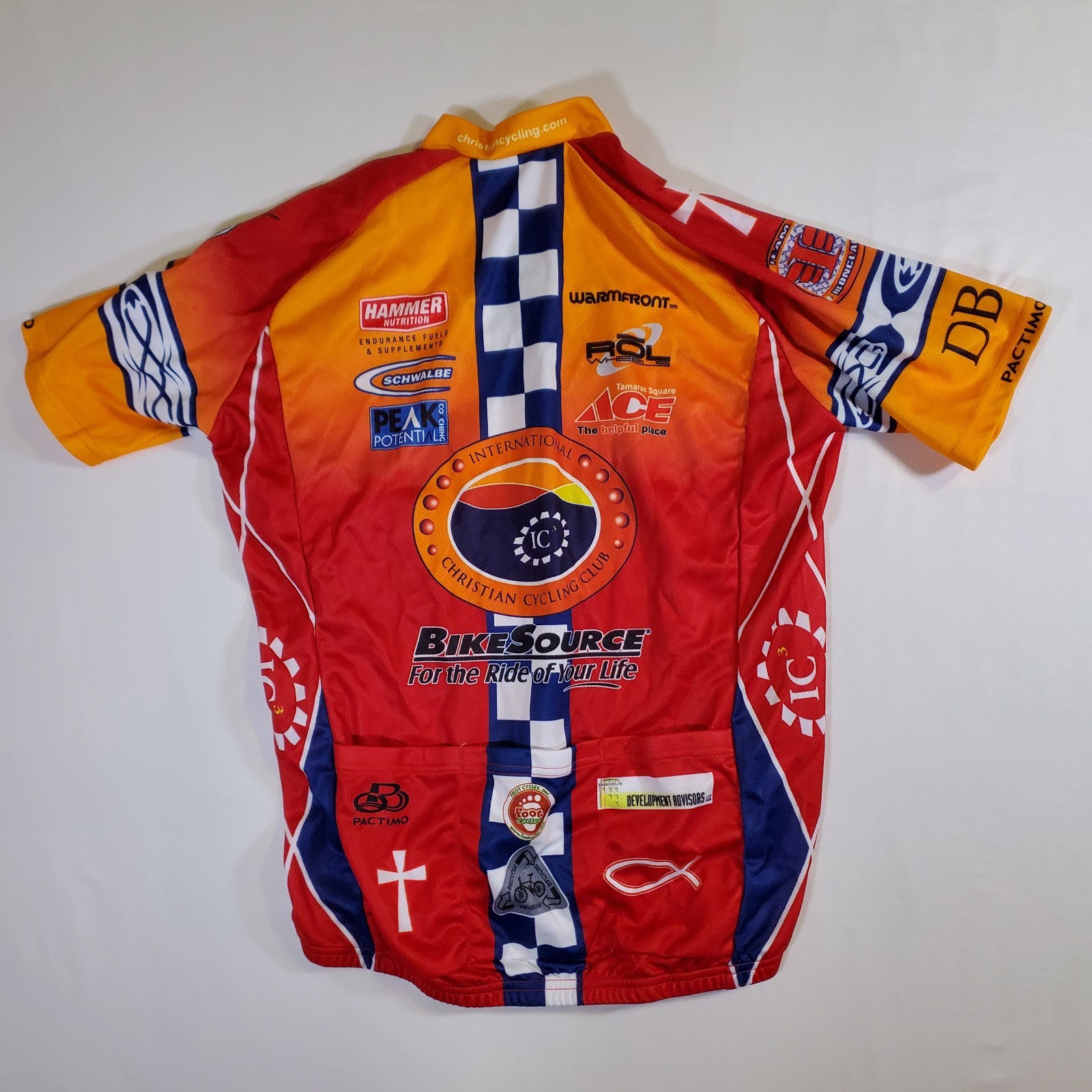 Pactimo Red Orange Christian Cycling Club NEW NWT Small 3/4 Zip Jersey Shirt