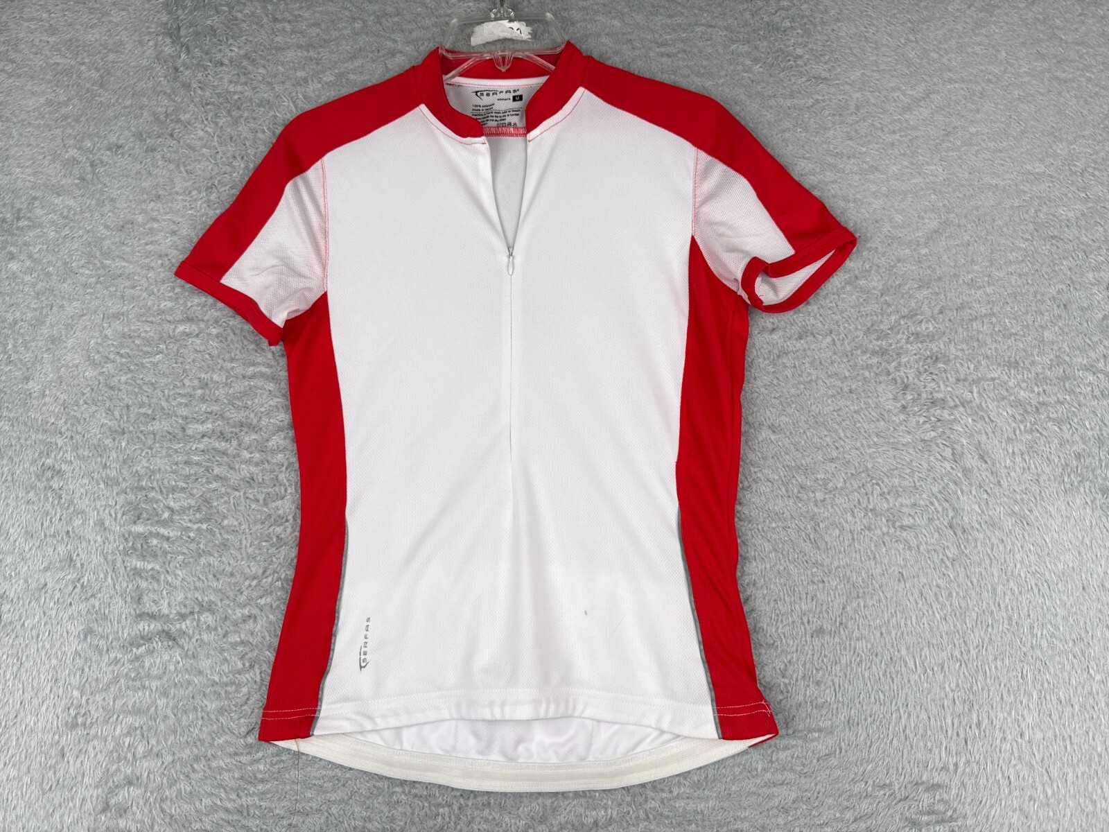 Serfas Cycling Jersey Womens Medium Red White 1/2 Zip Polyester Mesh Pockets