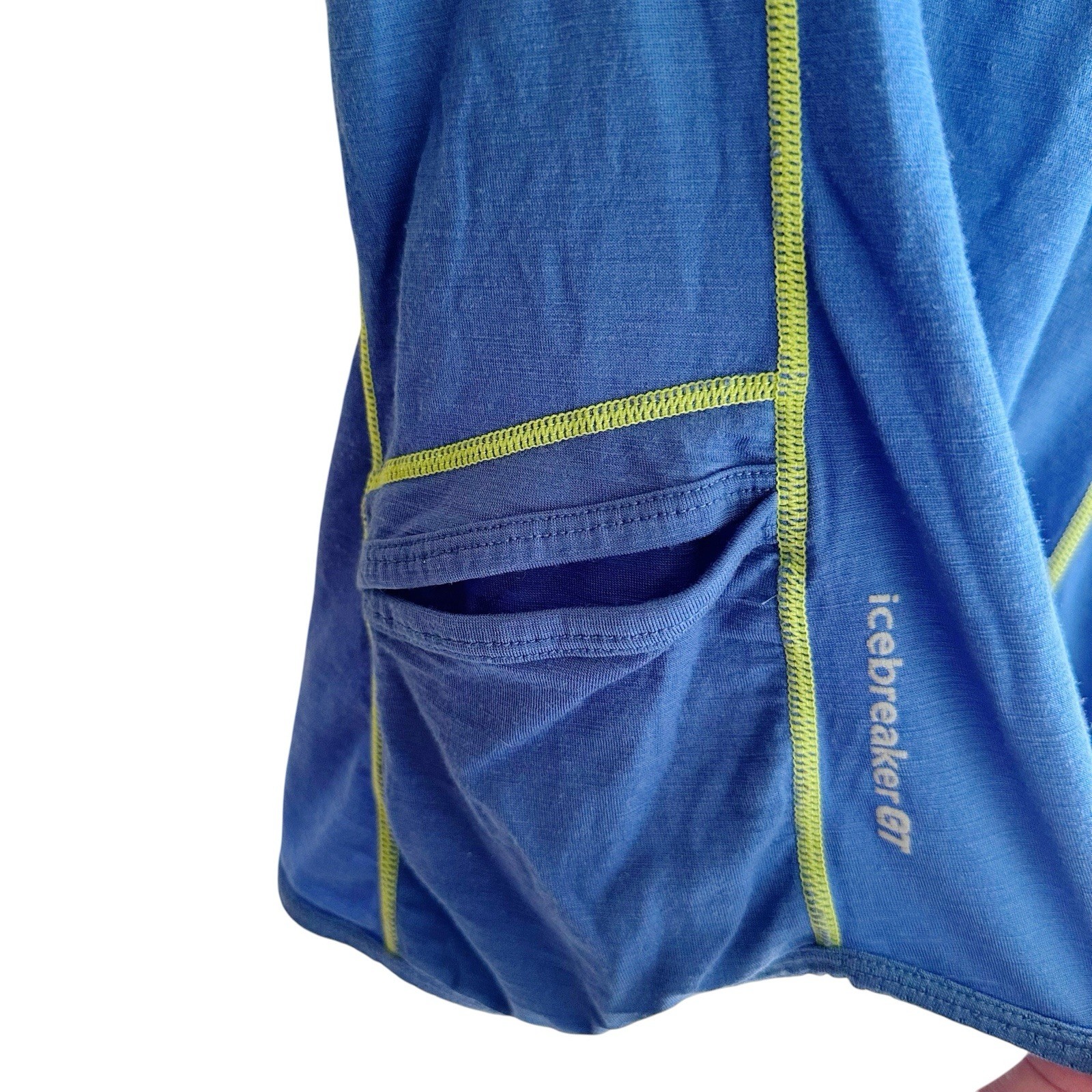 Icebreaker GT Go Tiger 150 Merino Wool Cycling Jersey Blue 1/2 Zip Size Small