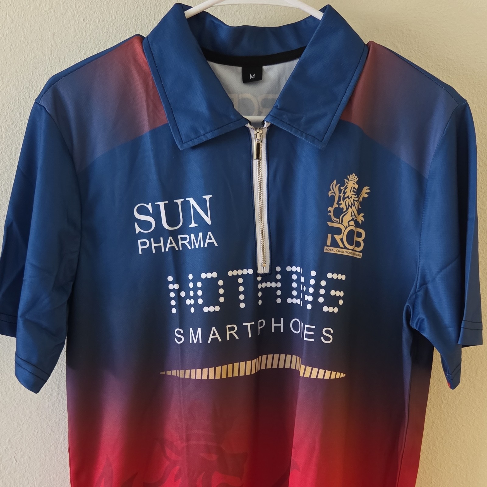 RCB Virat 18 Men’s Cycling Jersey Polo M Blue/Red 1/4 Zip Collared REPLICA