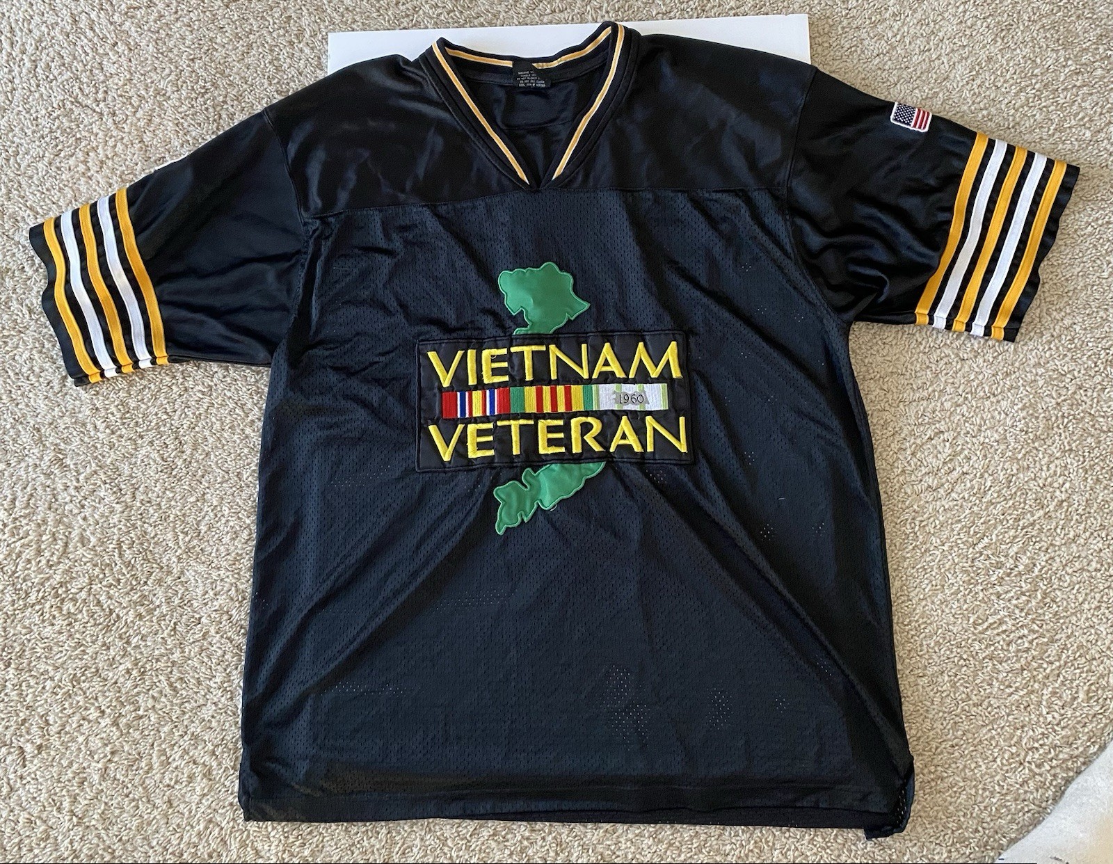 USA Vietnam Veteran Black Men’s Football Jersey Size XL – Some Gave All 1960s