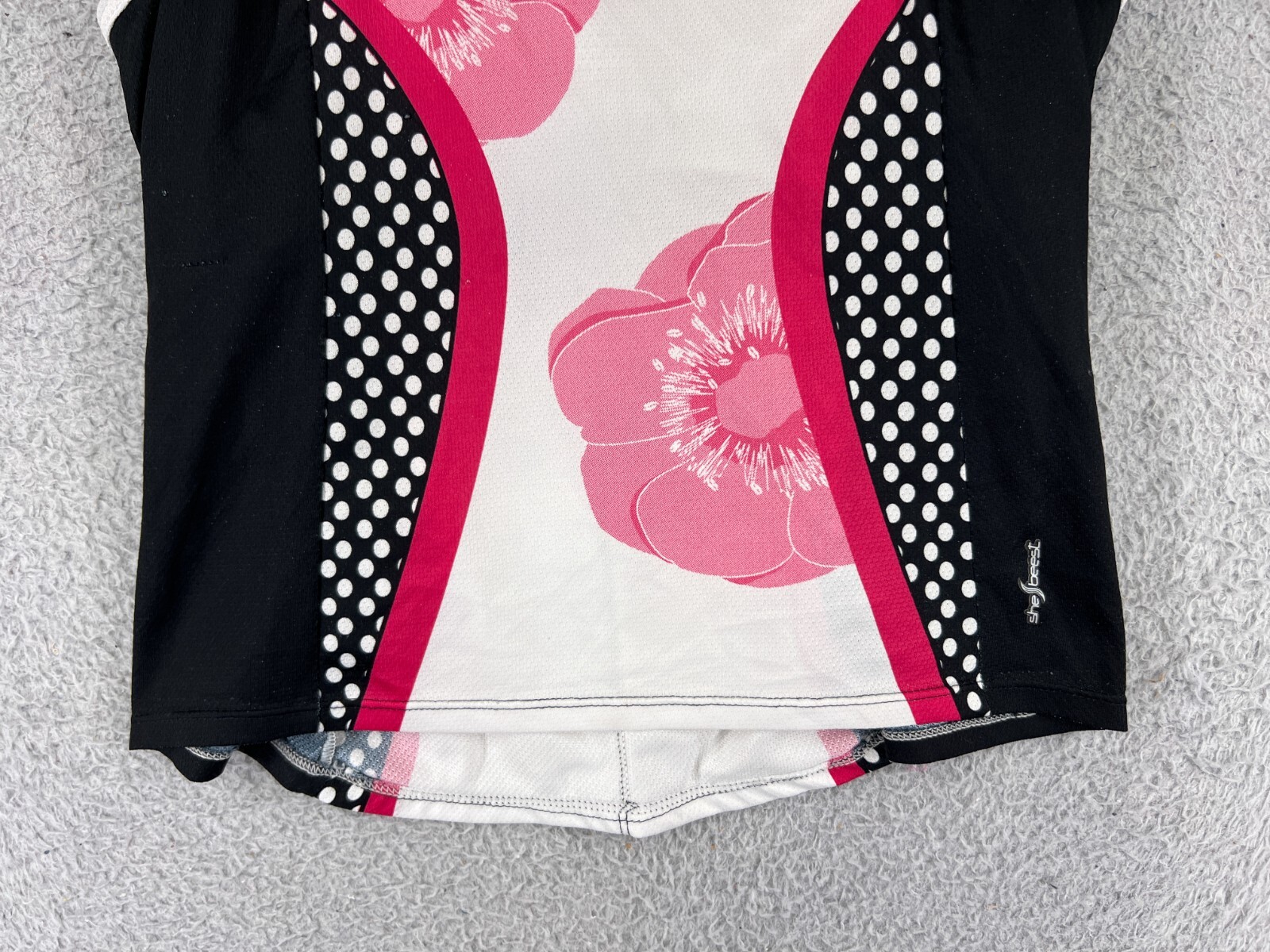 Sheebeest Cycling Jersey Girls Medium White Pink Floral Tank Sleeveless Pockets