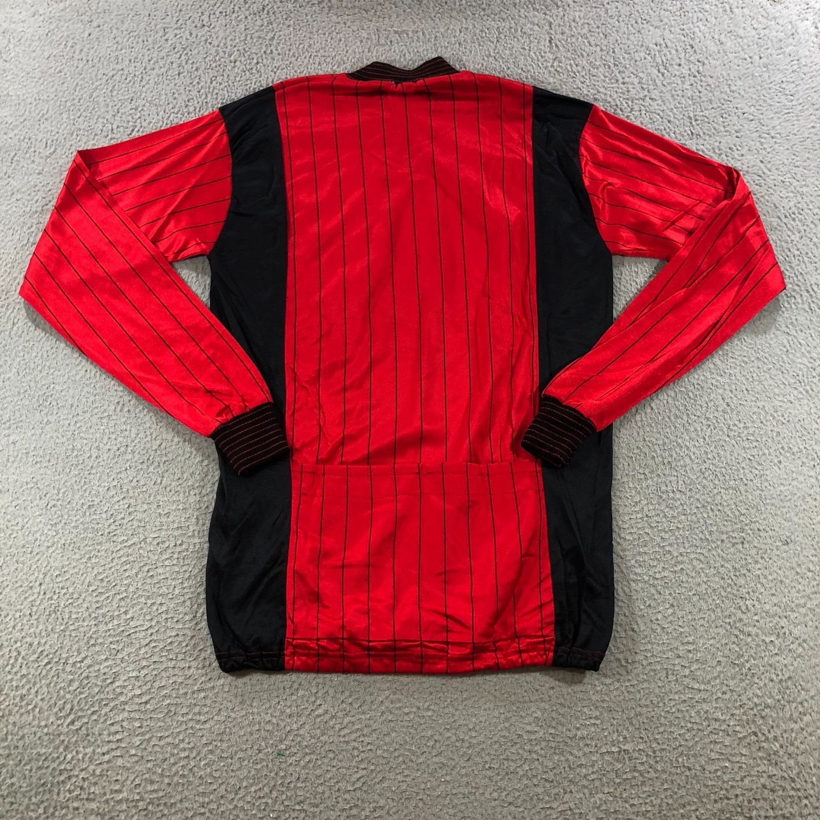 vtg tour de france bike jersey mens m red pin stripes long sleeve cooling pocket