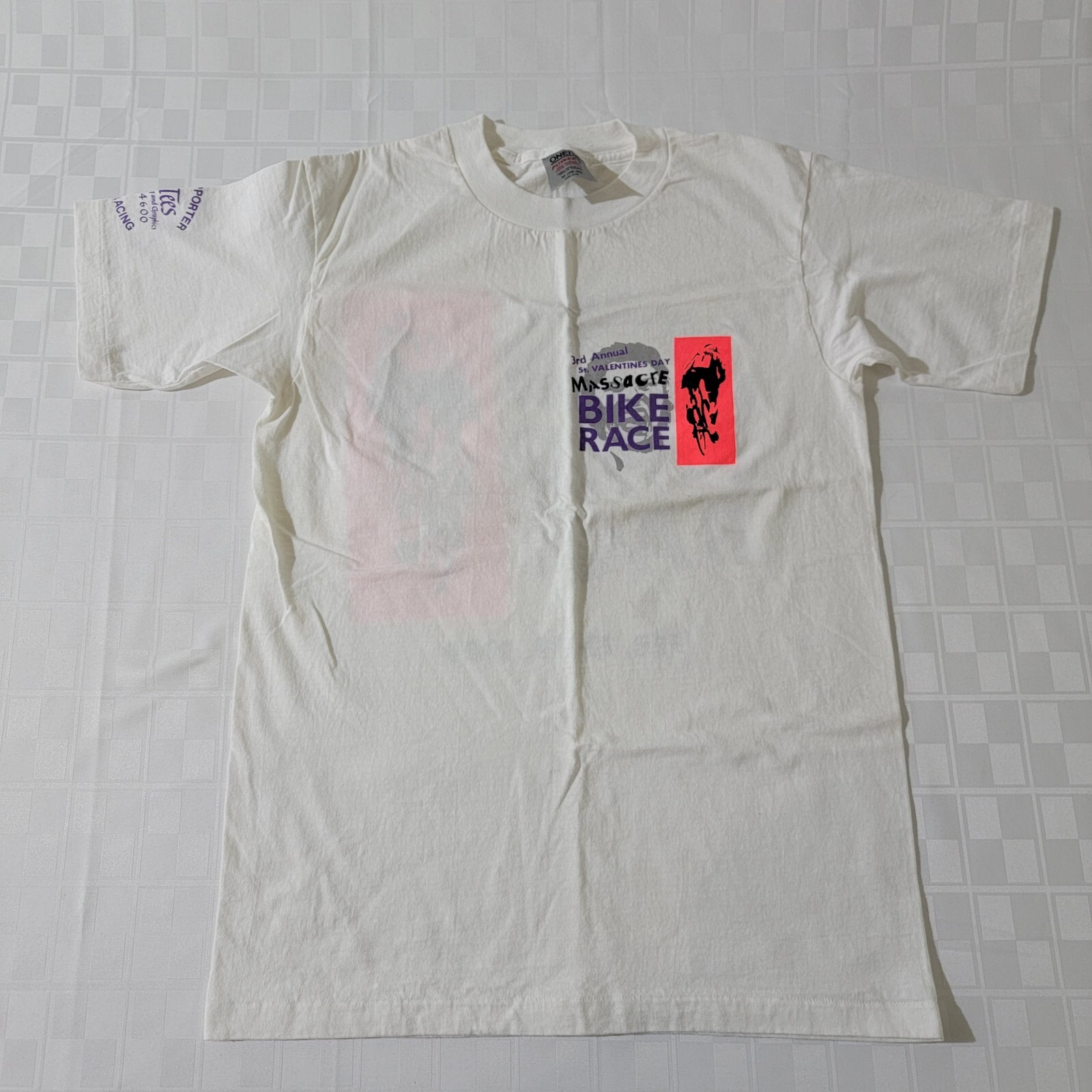 Vtg 1989 M Stedman USA Single Stitch St Valentines Day Massacre Bike Race Tshirt