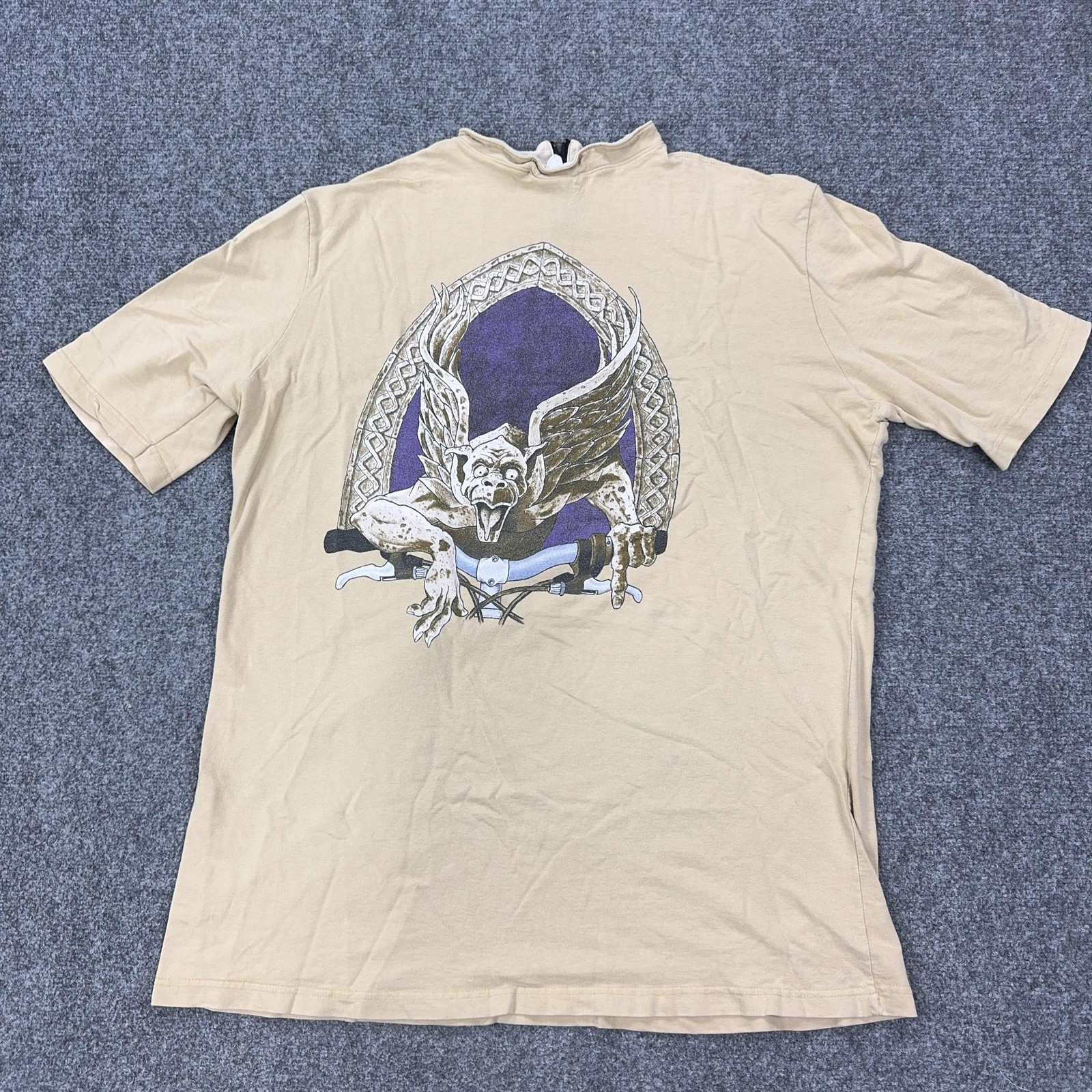 Primal Wear Cycling Jersey Shirt Mens XL Beige Gargoyle Gothic Wings Graphic