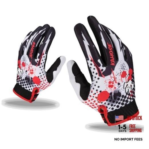 Unisex Dirt Bike Gloves, Full Finge Touchscreen Motorcycle Medium Black/Red01