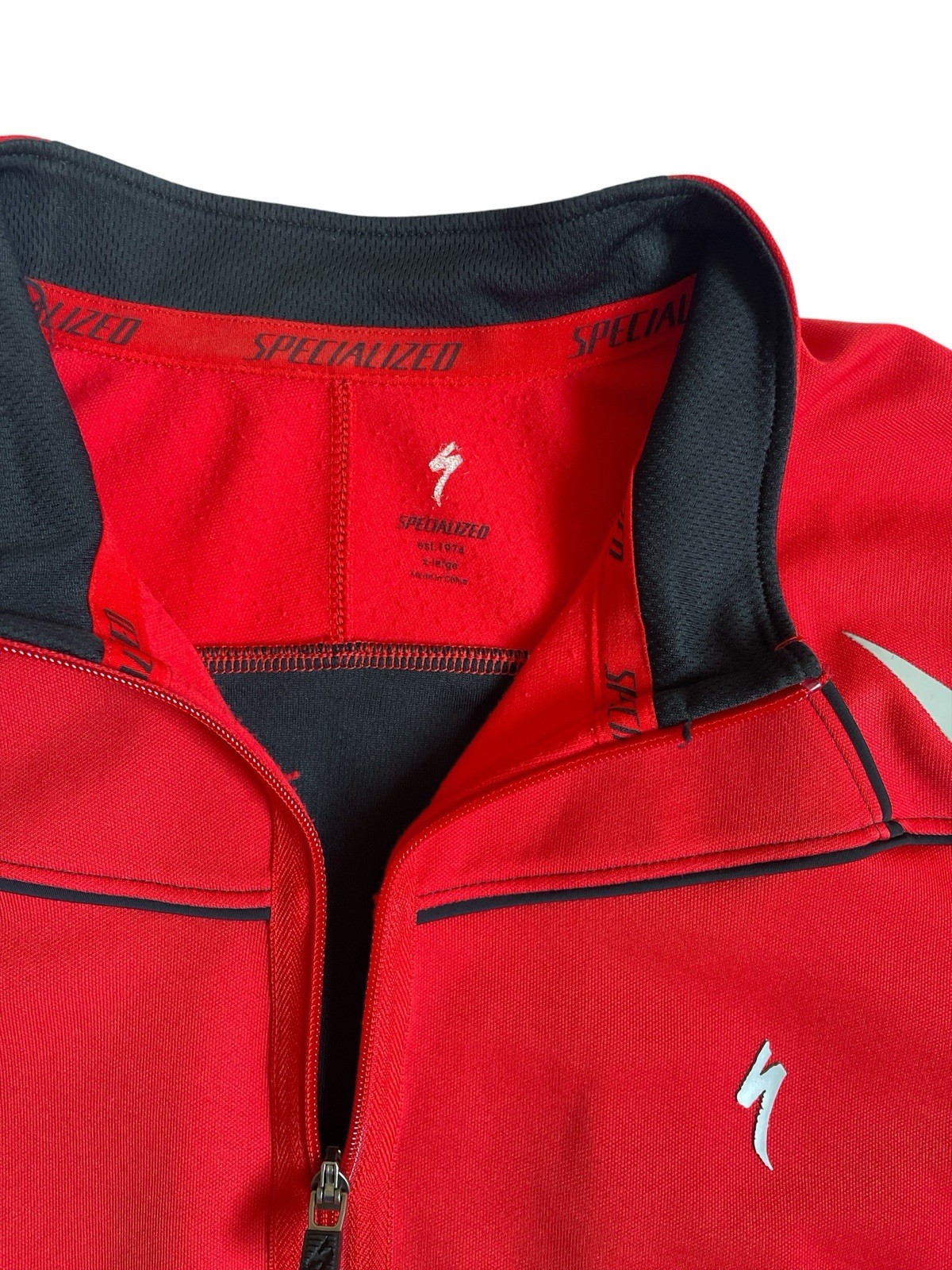 Specialized Mens X-Large Red Long Sleeve Cycling Road Bike Full Zip Jersey