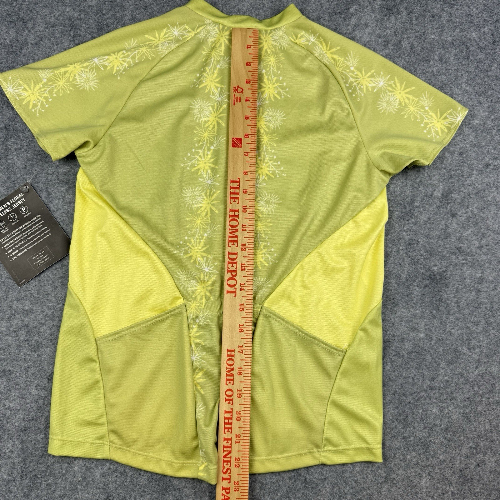 Women’s REI Yellow Floral Cycling Jersey Size Medium M Front Zip Short Sleeve