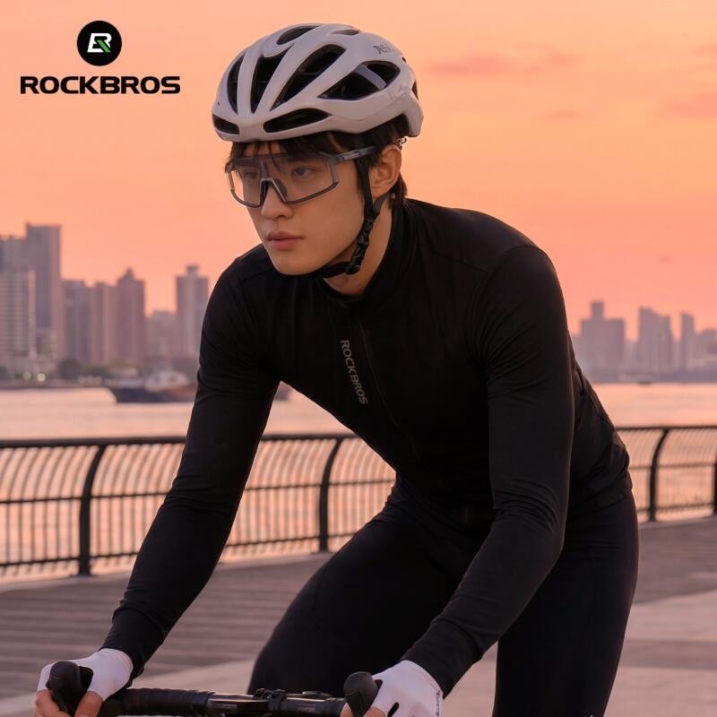 ROCKBROS Men’s Autumn/Winter Thermal Cycling Jersey Long-Sleeve Windproof Fleece