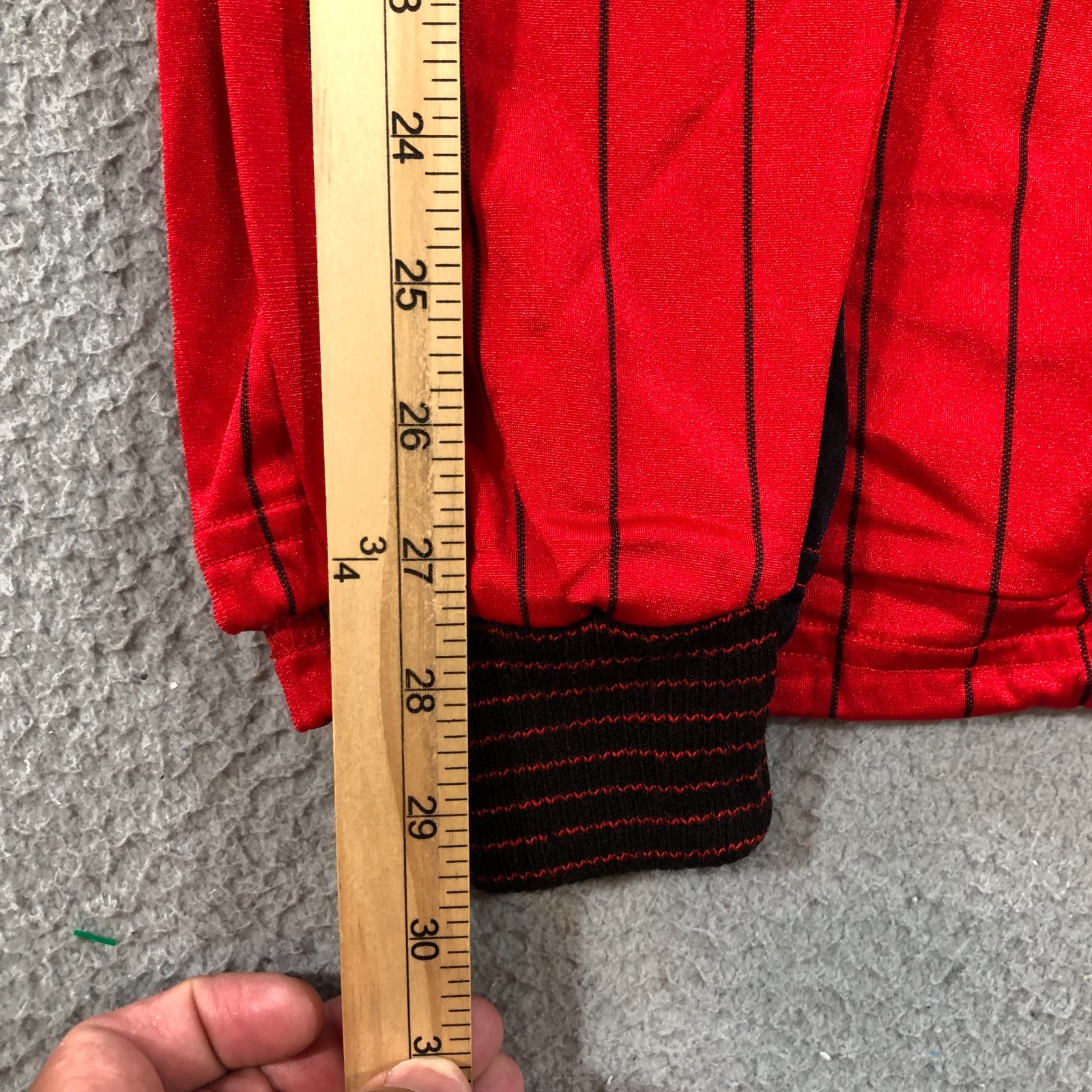 vtg tour de france bike jersey mens m red pin stripes long sleeve cooling pocket