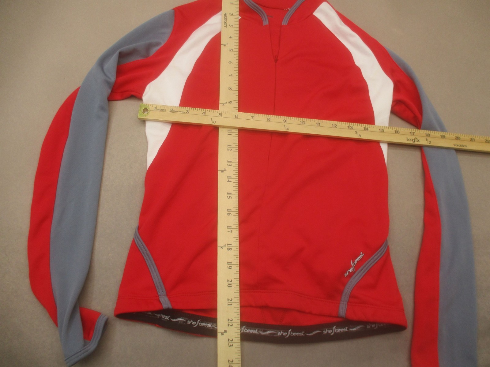 Shebeest Size S Womens Red Cycling Compression Back Pocket Full Zip Jacket 245
