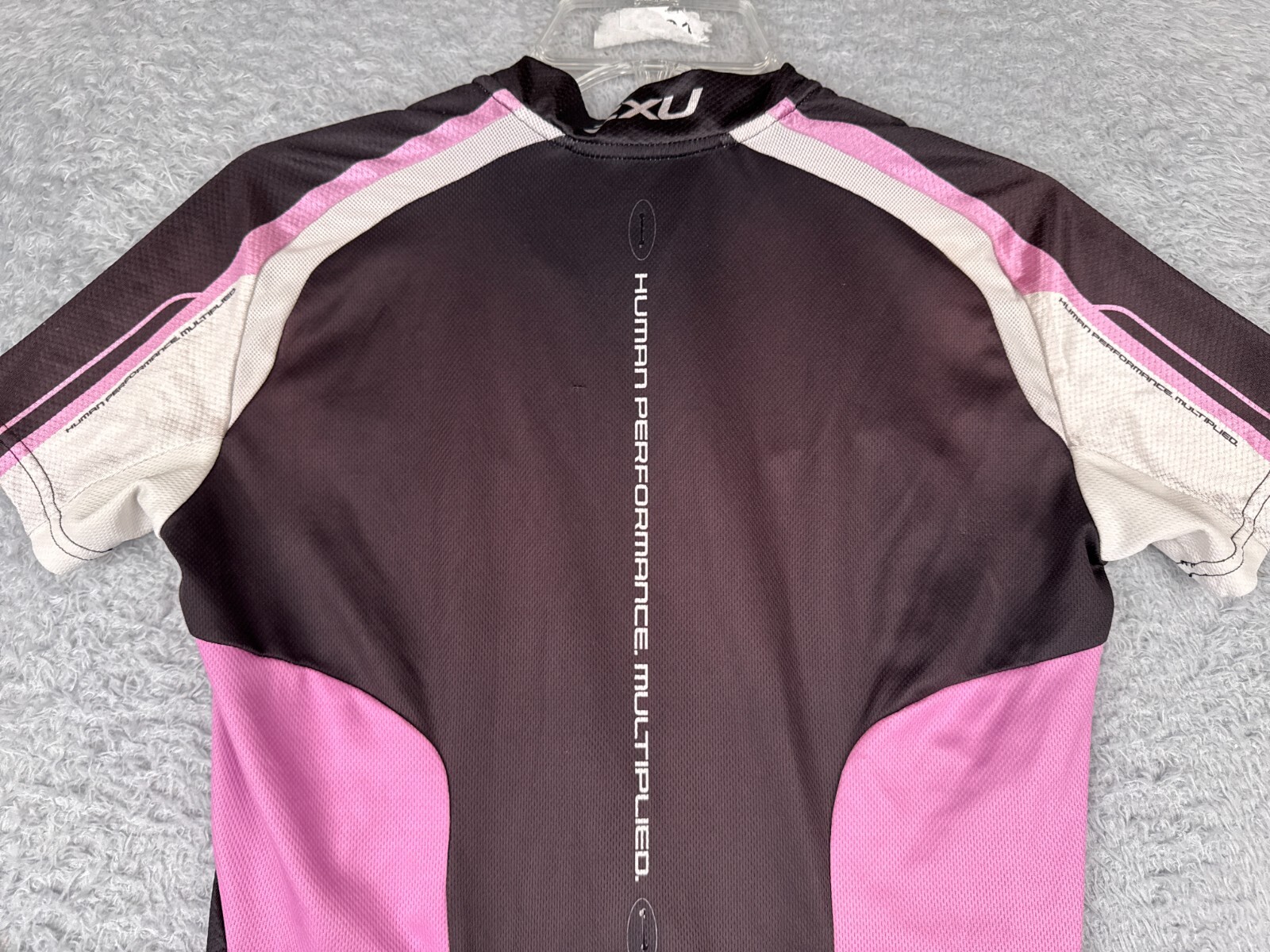 2XU Cycling Jersey Womens Medium Pink Black 1/2 Zip Short Sleeve 100% Polyester