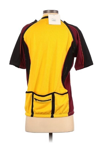 Seek The Label Cycling Jersey Women Small Yellow Maroon Removable Sleeve 1/4 Zip