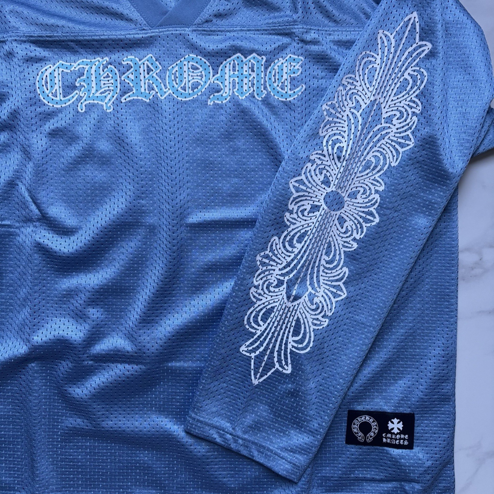 Chrome Hearts Black Long Sleeve Jersey mesh jersey size small