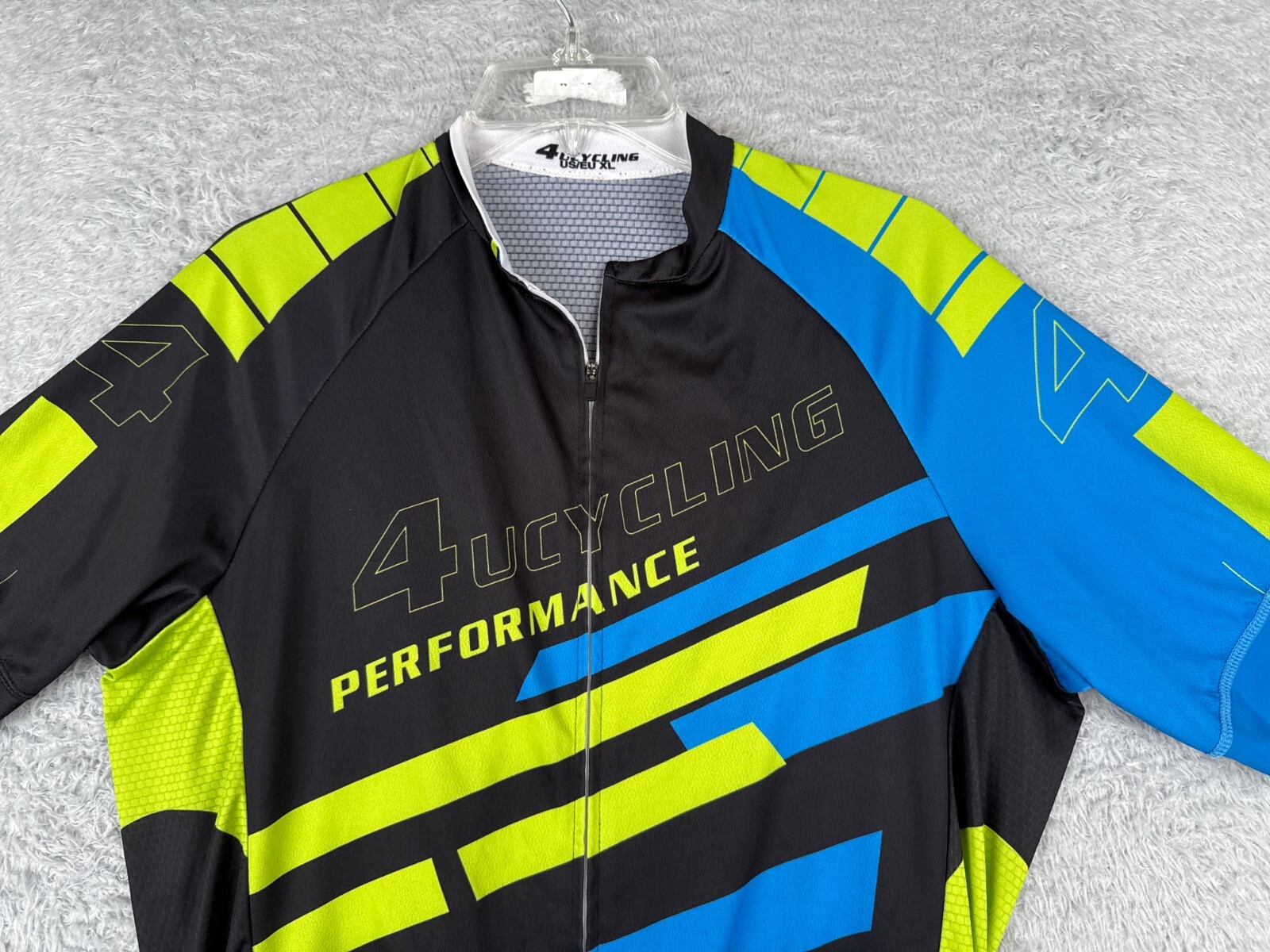 4UCYCLING Cycling Jersey Adult Extra Large Green Black Blue Full Zip Polyester