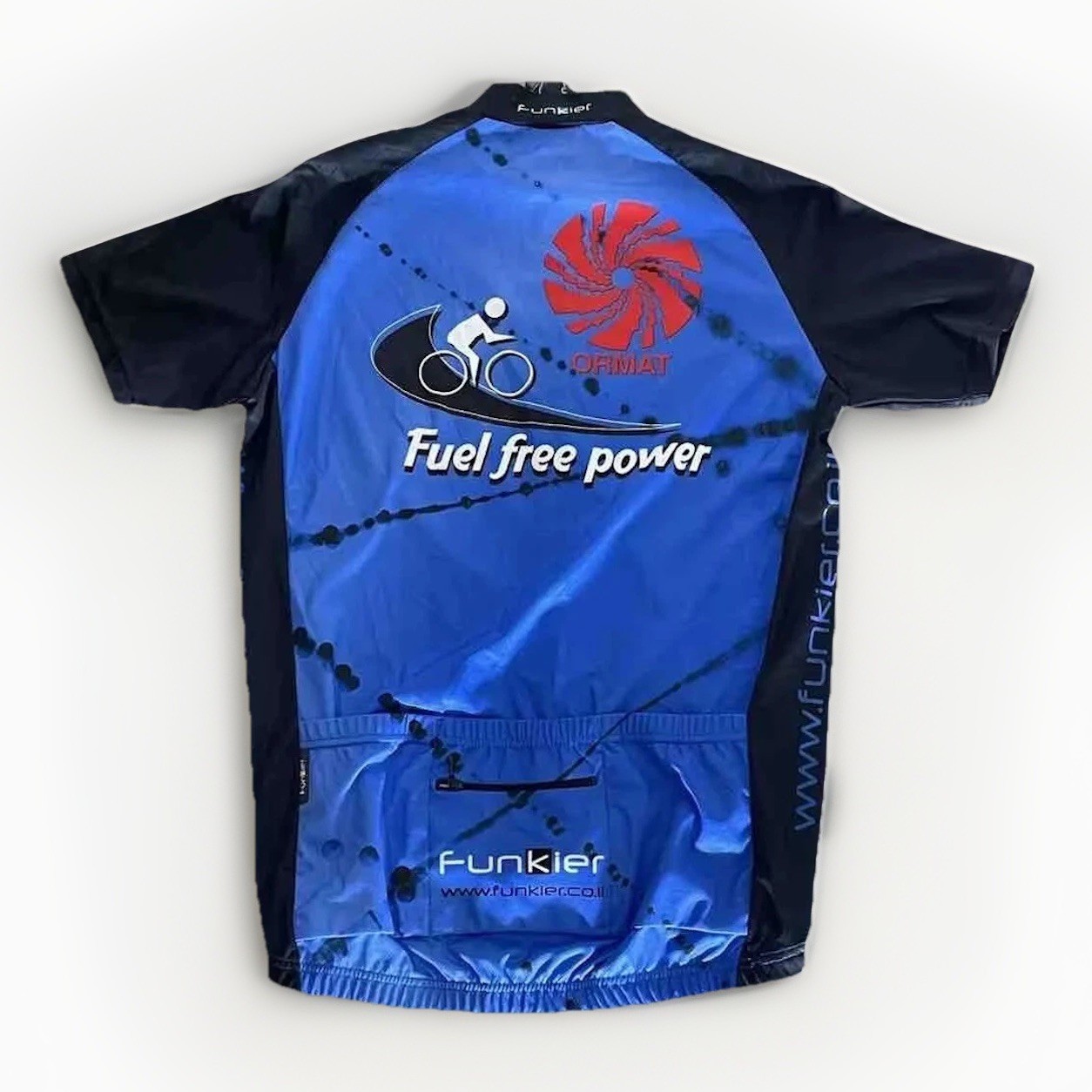 Funkier Ormat Size L Blue Black Red Bicycling Jersey Top Shirt Short Sleeves EUC