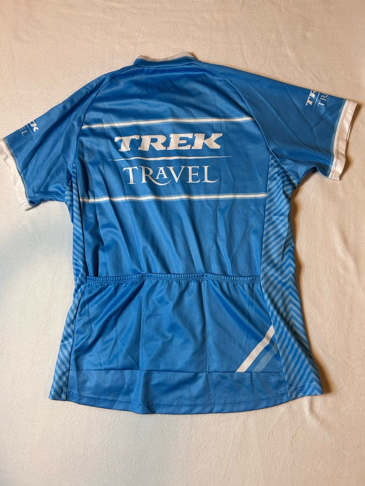 Bontrager Trek Travel Womens L Blue 3/4 Zip Cycling Bike Jersey Pockets