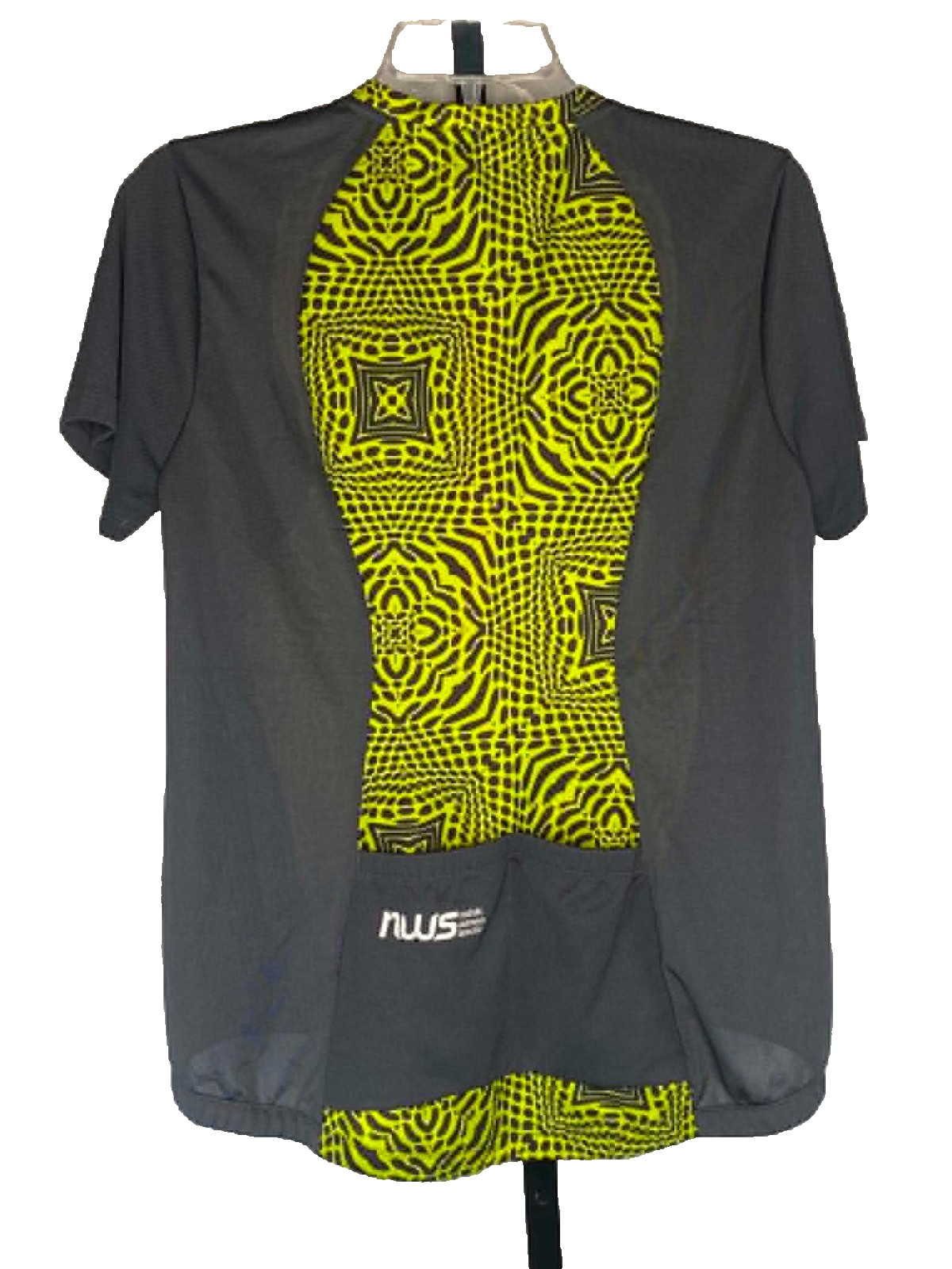 Nishiki Womens Cycling Jersey Size Large 1/2 Zip Neon Green Black Geometric Bike