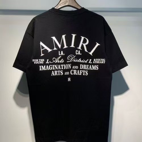 Black White Short sleeves Amiri Logo Crew neck Men‘s T-shirt