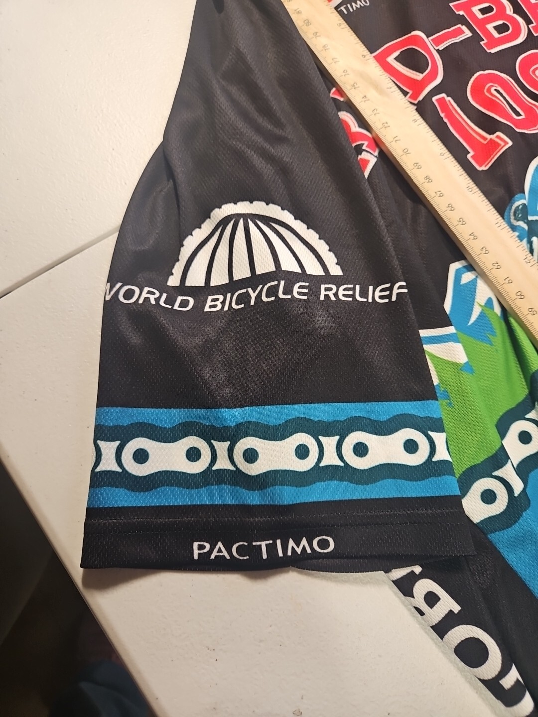 Pactimo Red-Bell 100 Cycling Jersey XL Black Blue Full Zip Bicycle Club