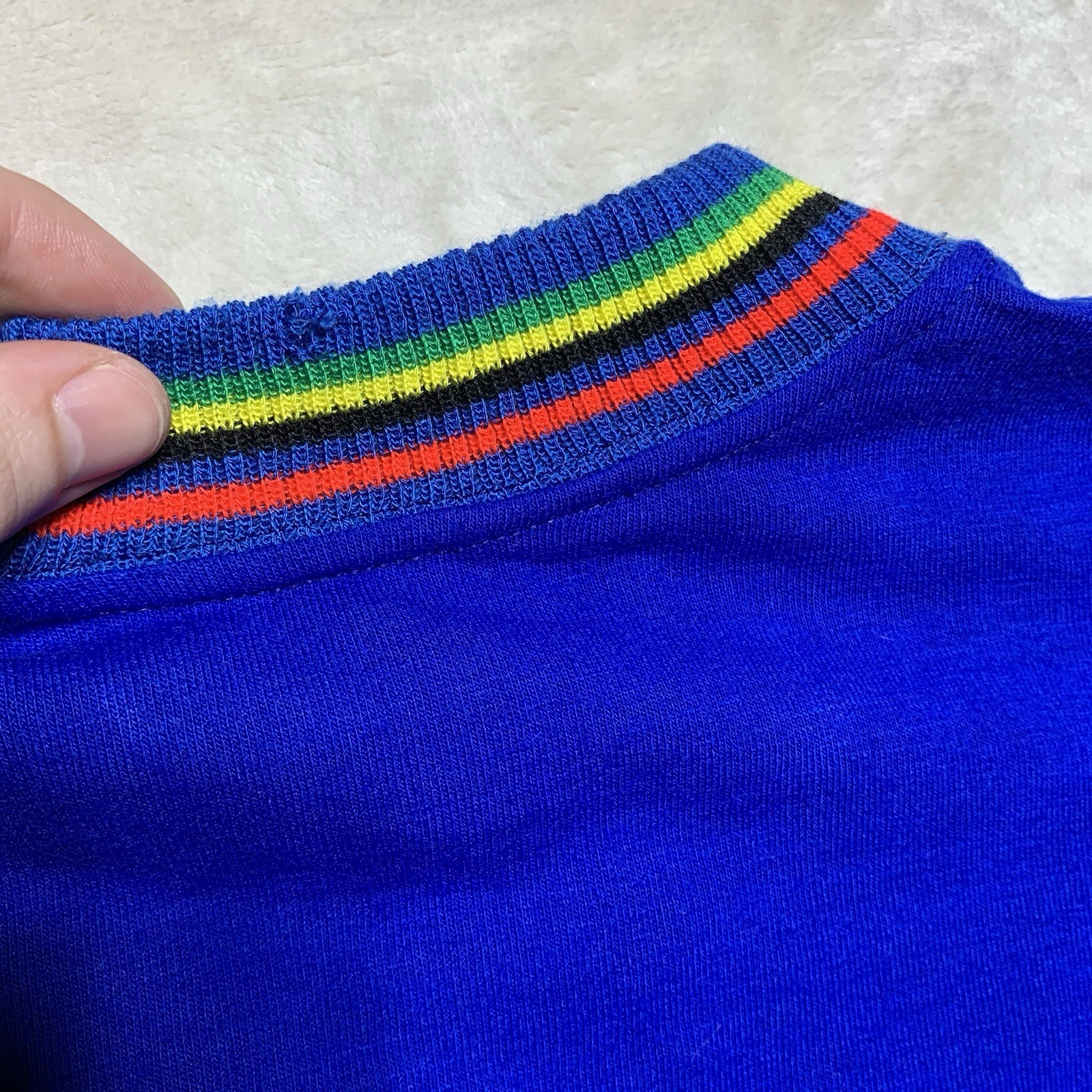 Vintage Pace Cycling Jersey Men’s Small 100% Merino Wool Knit Rainbow 70s USA *