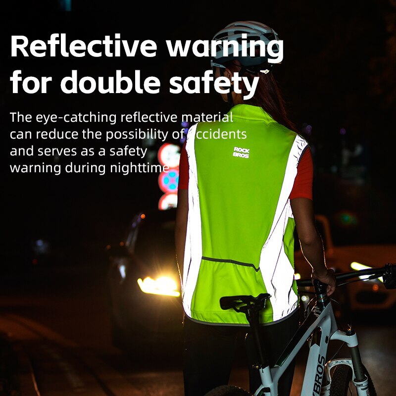 ROCKBROS Night Running Cycling Reflective Vest Mesh Outdoor Sports Safety Jacket