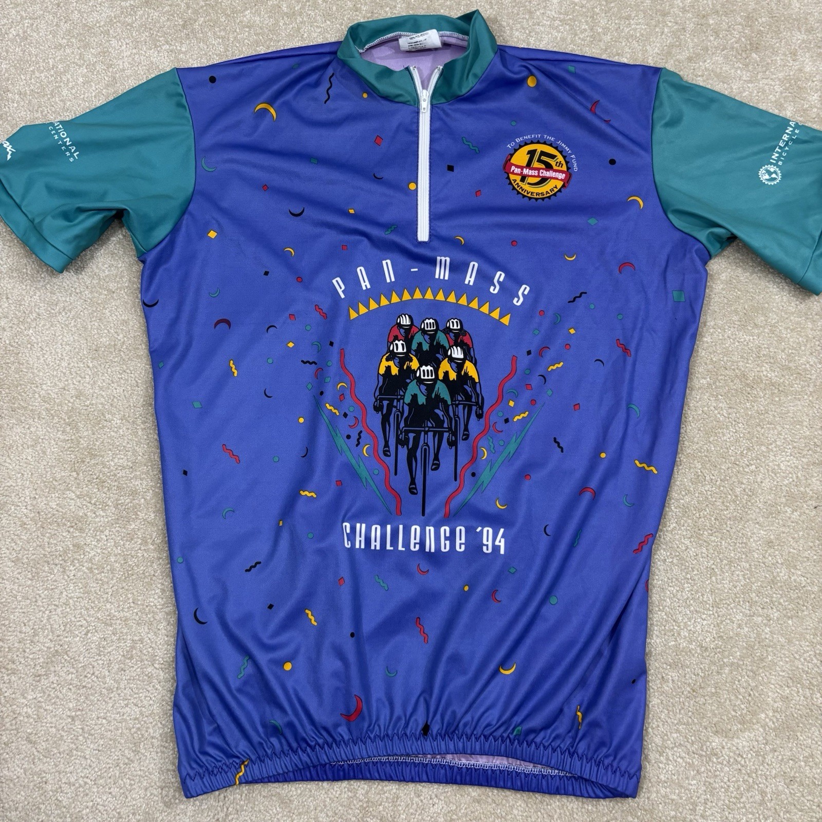 Vintage 1994 Pan-Mass Cycling Jersey VOmax Adult Sz 4 Massachusetts 90s Retro