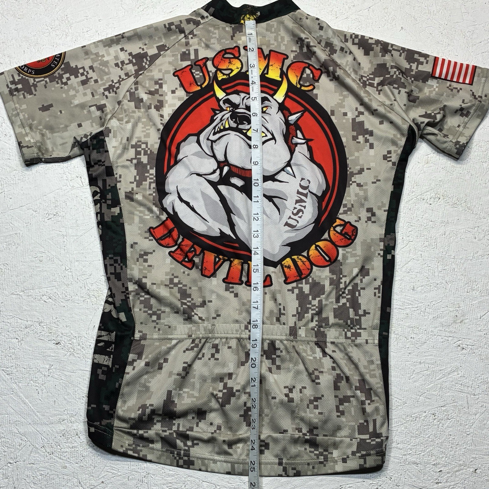 PRIMAL Cycling Jersey Small Camo USMC US Marines 3/4 Zip Devil Dog SemPer Fi