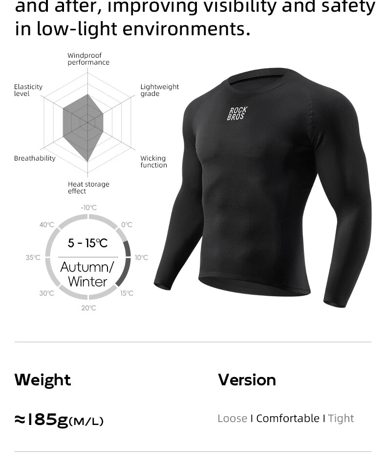 ROCKBROS Winter Cycling Base Layers Absorb Sweat Breathable Fleece Bicycle Shirt