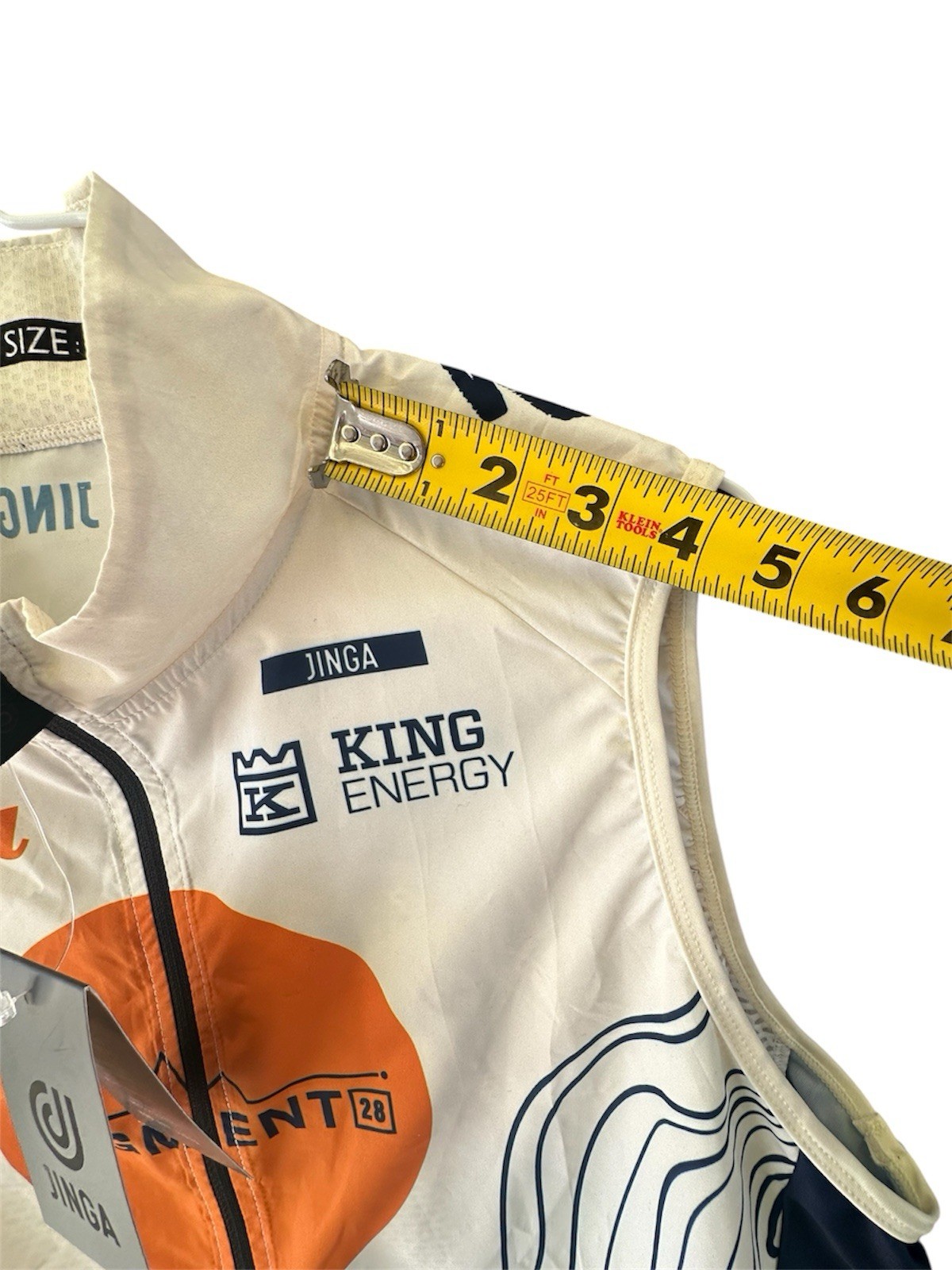JINGA Men’s Cycling Vest Cream and Navy with Orange Graphic Size XL NWT