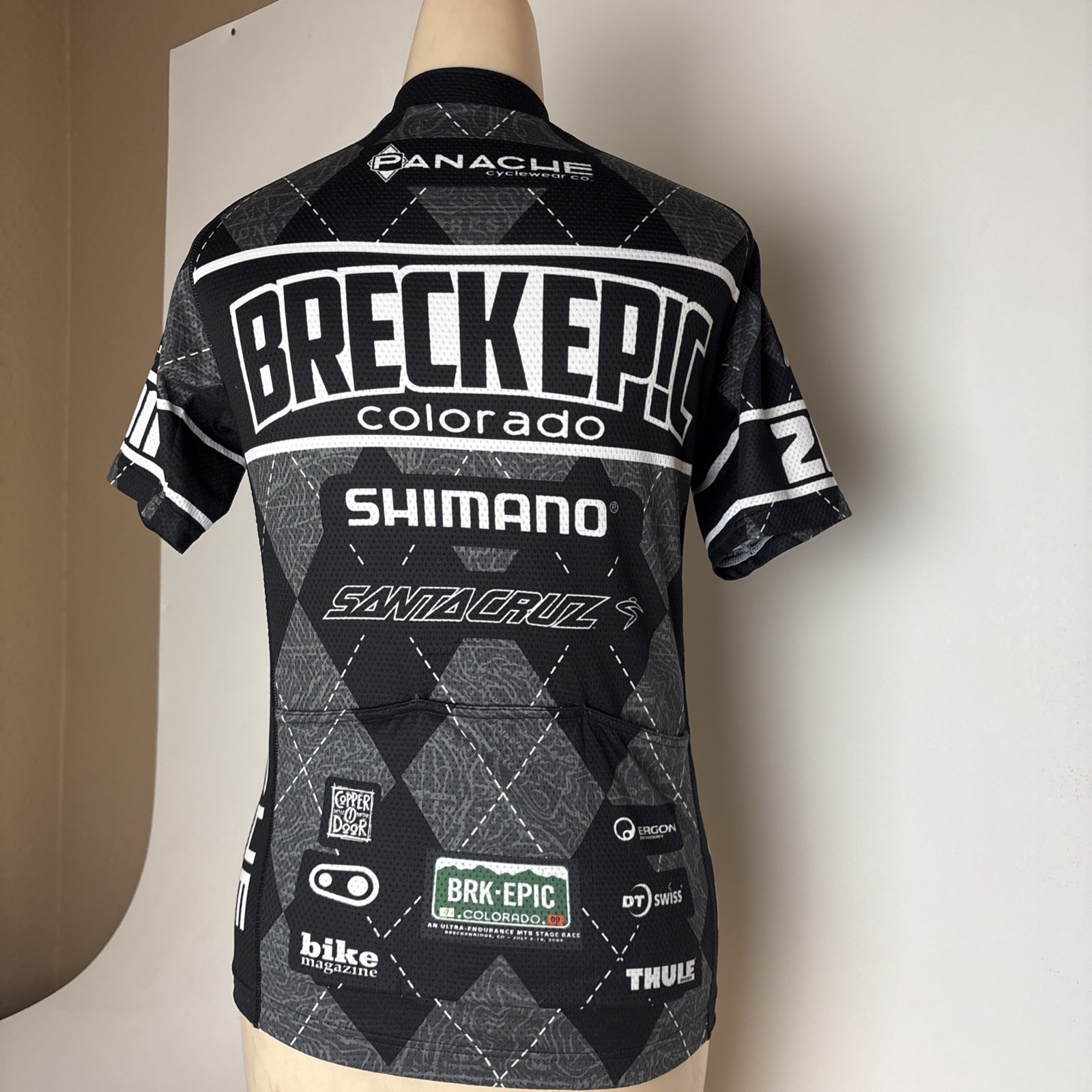 Panache Womens M Short Sleeve Cycling Jersey Black Breck epic Colorado flaw*