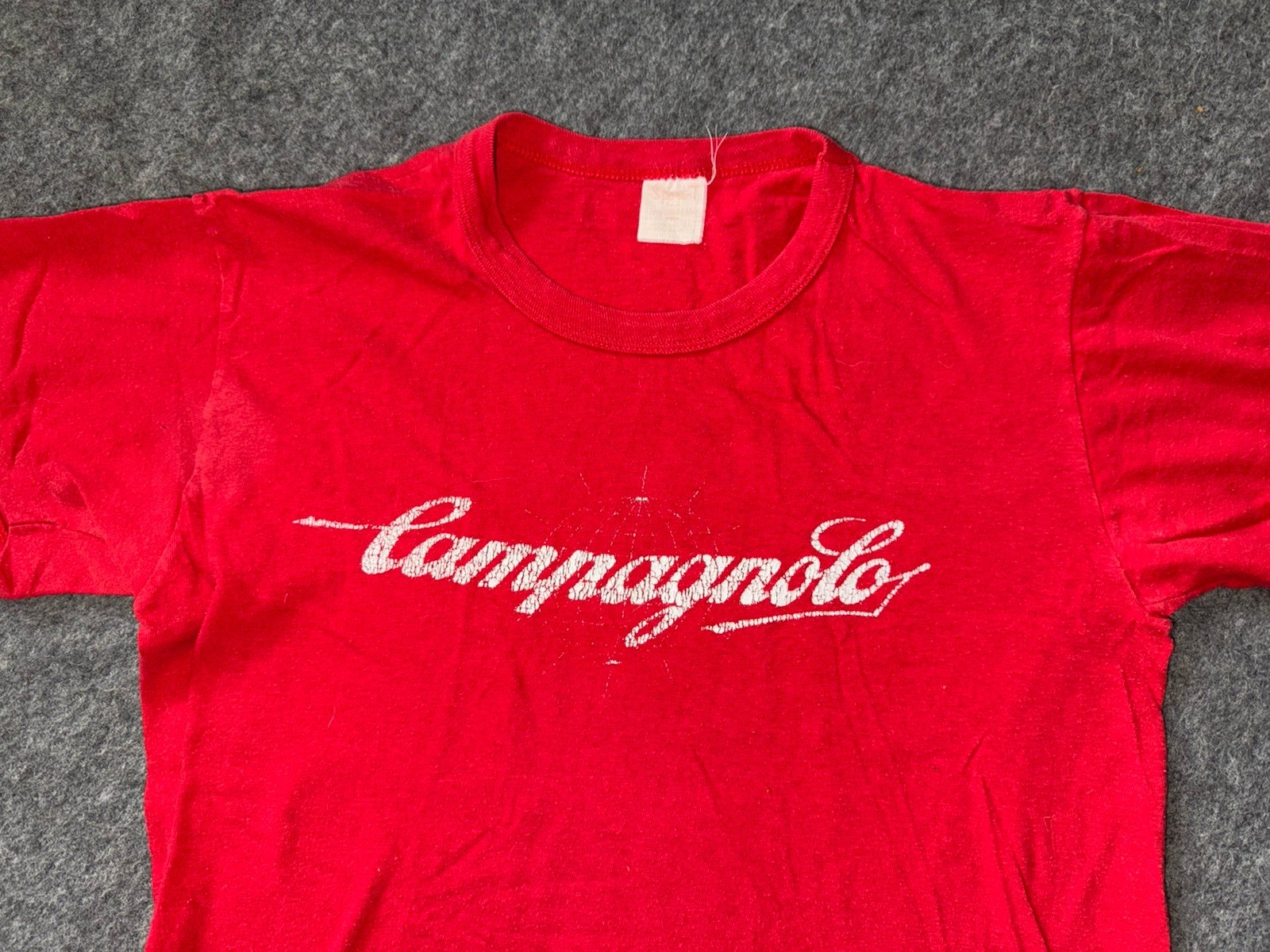Vintage 70s Campagnolo Cycling XC Ski T Shirt Rainbow Jersey Milwaukee Red Tee M