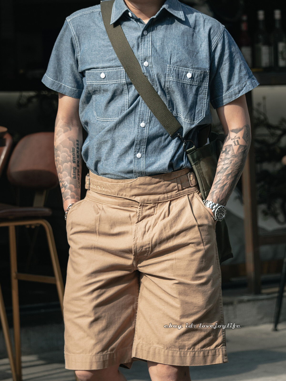 NON STOCK Chambray Short Sleeve Shirt Classic Men’s Regular Fit Workshirt Blue