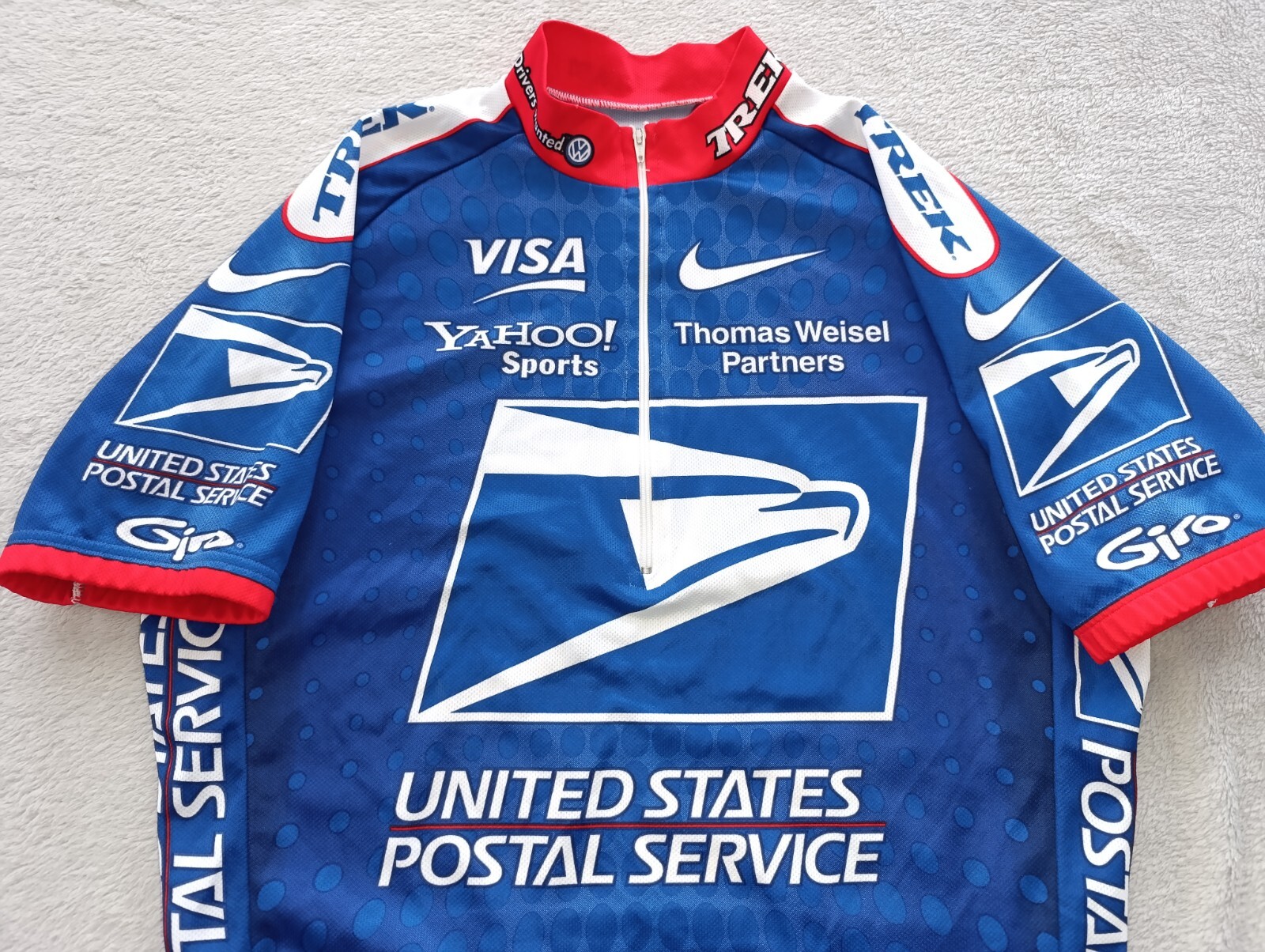 US Postal Service USPS Trek Giro Nike mens Blue cycling jersey size M