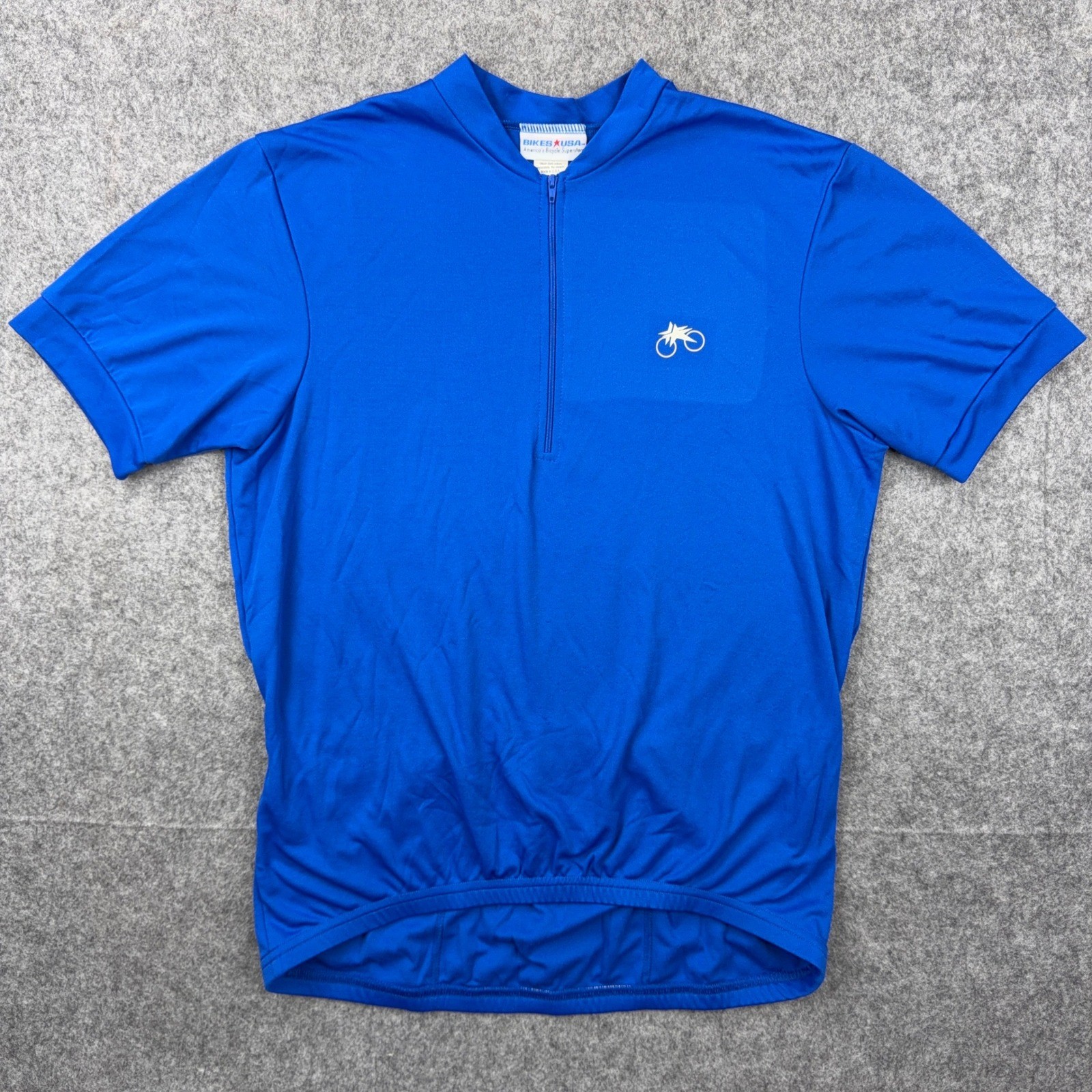 VTG Bikes USA Cycling Jersey Mens Large Blue Short Sleeve 1/4 Zip 90s Road Bike