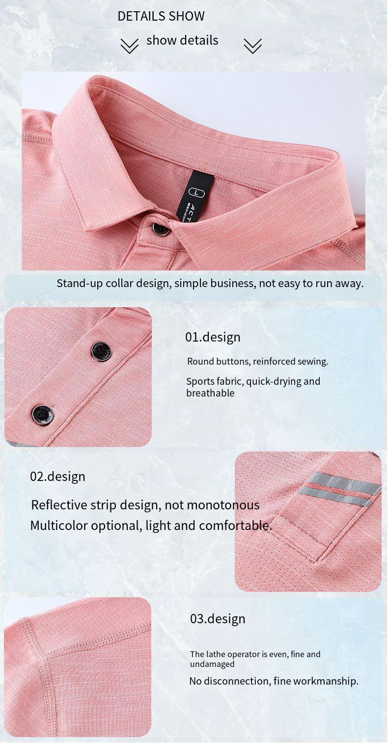 Men’s Sports Shirt Reflective Stripes Quick Dry Collar Various Colors Clothes