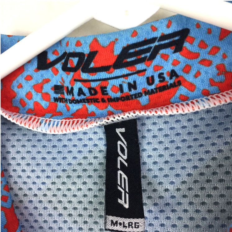 Voler Mens Large Slim (40in Chest) Blue Trestle Bridge Racing Zip Cycling Jersey