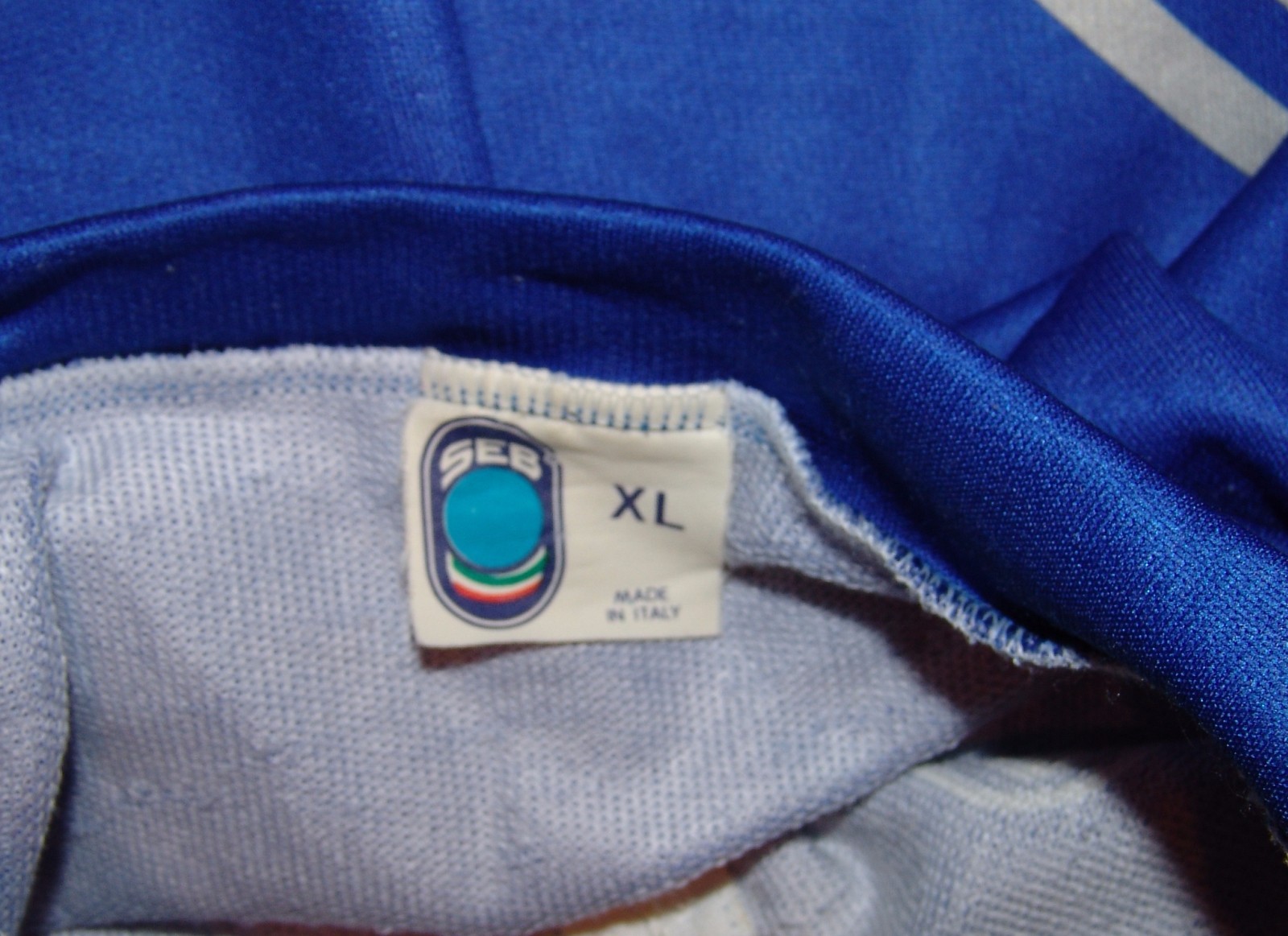 SEB XL Cycling Jersey Vtg Vintage Bicycle Italy Mens Blue Signature Polyester