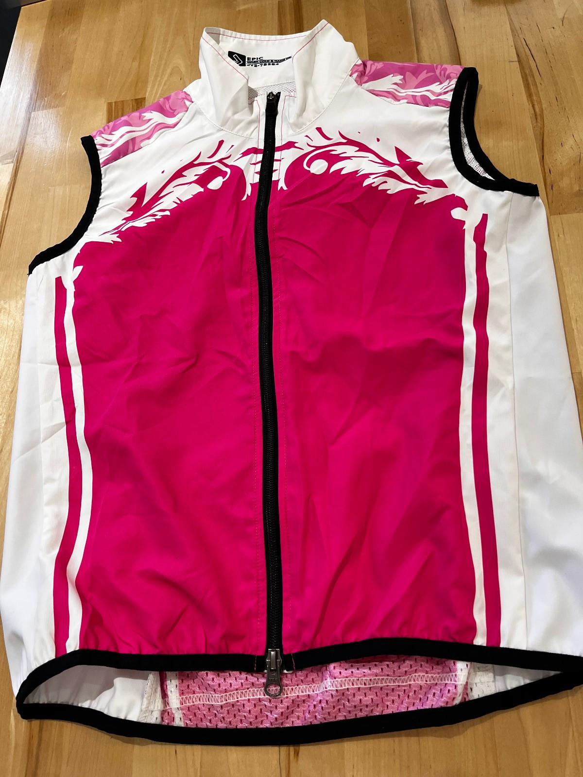 Epic Silver Spokes Graphic PINK WHITE Sleeveless Zip Cycling Jersey Vest Women S