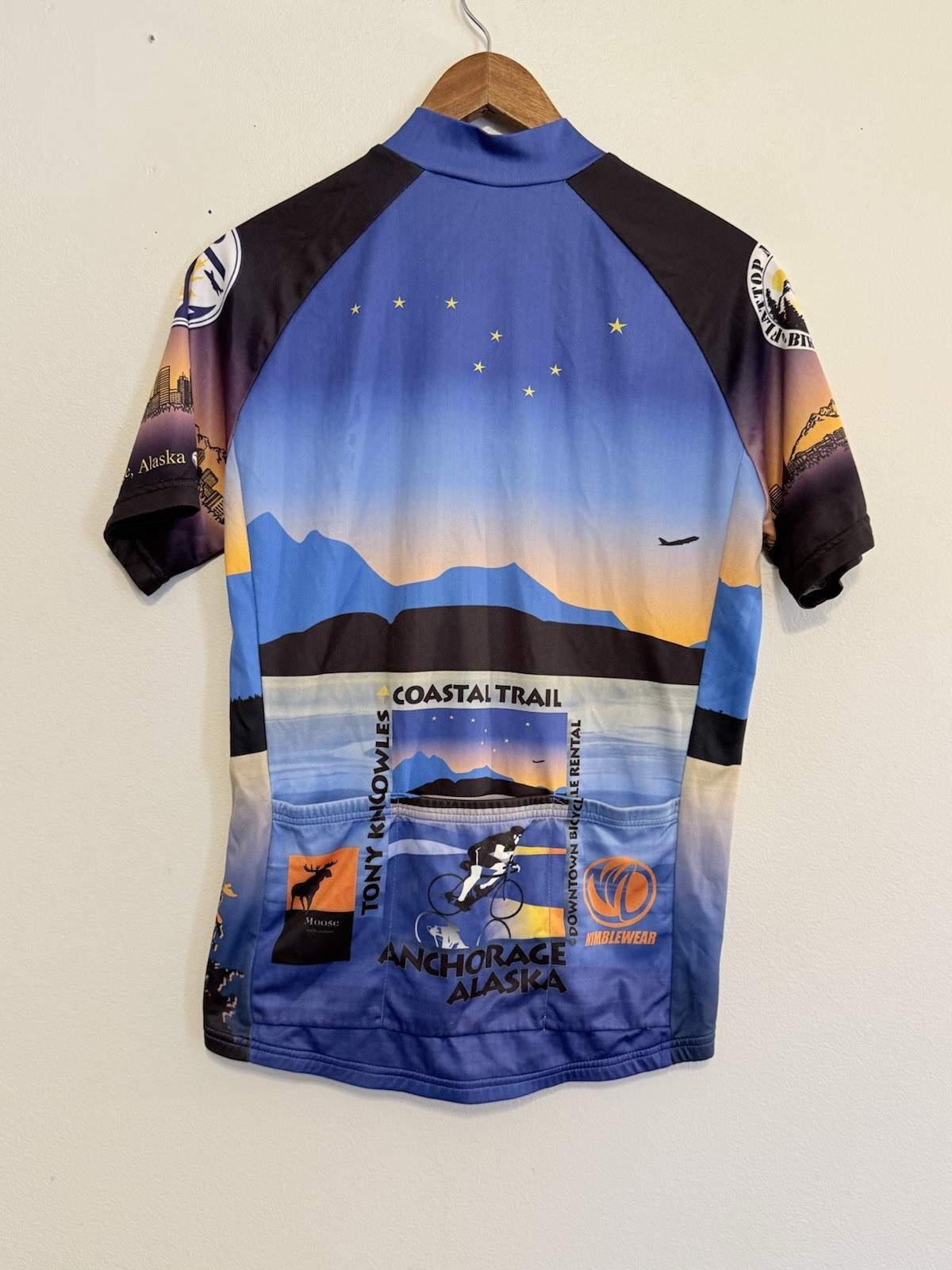 NimbleWear 1/2 Zip Club Cut Cycling Biking Jersey Denali Alaska Mens Size Medium