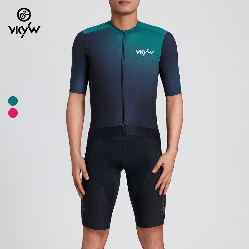 YKYW Men’s Cycling Jersey Short Sleeve Bicycle Shirt Maillots MTB Gradient Tops